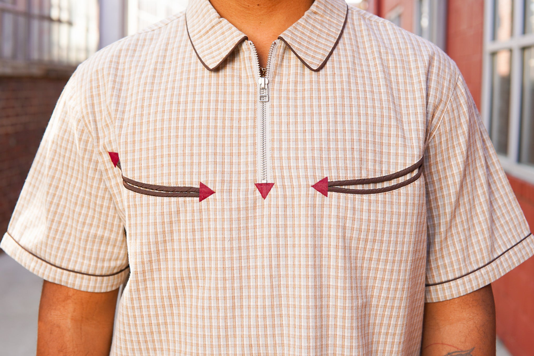 Brain Dead Check Western Shirt - Taupe