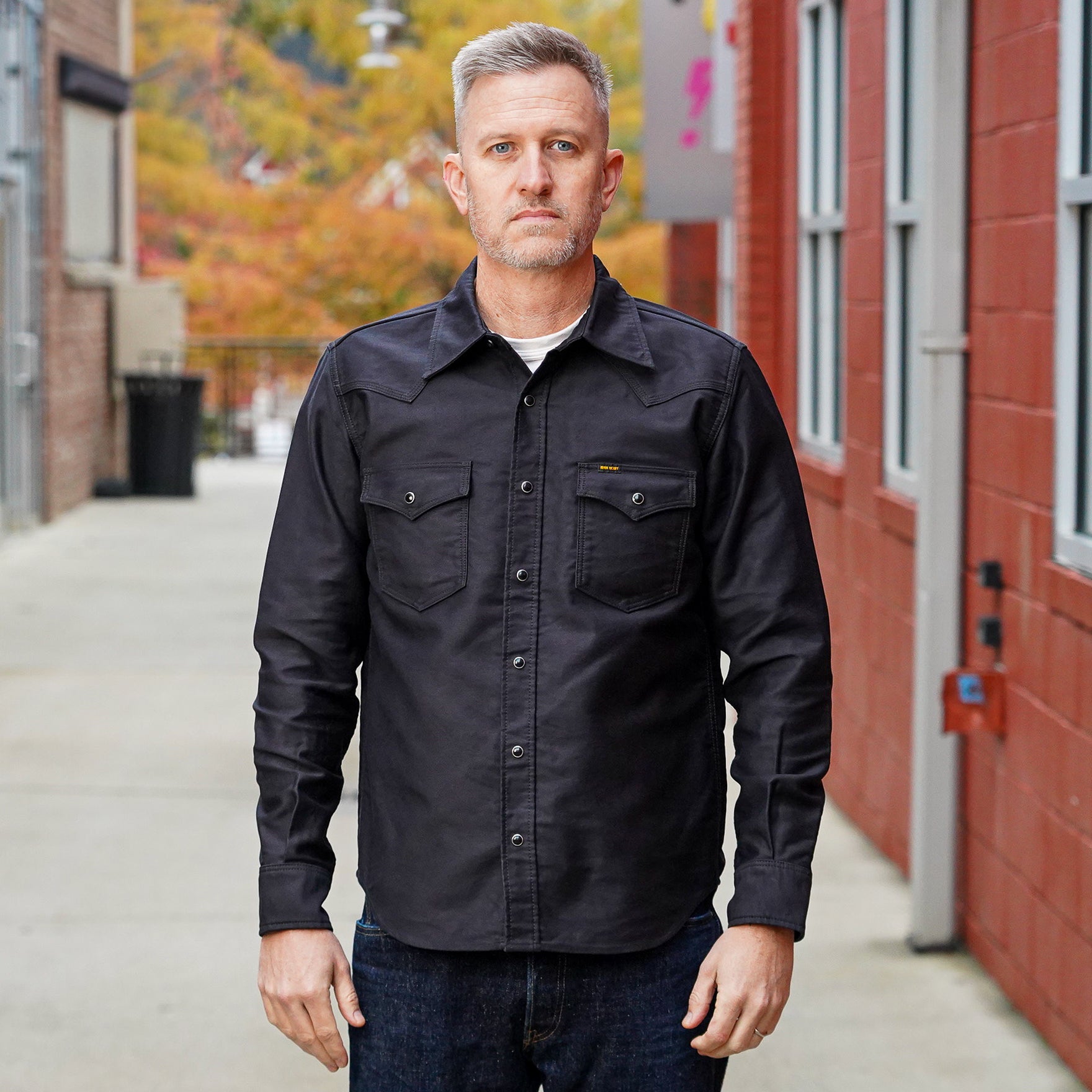 Iron Heart IHSH-426-BLK 12oz Military Moleskin Western Shirt - Black