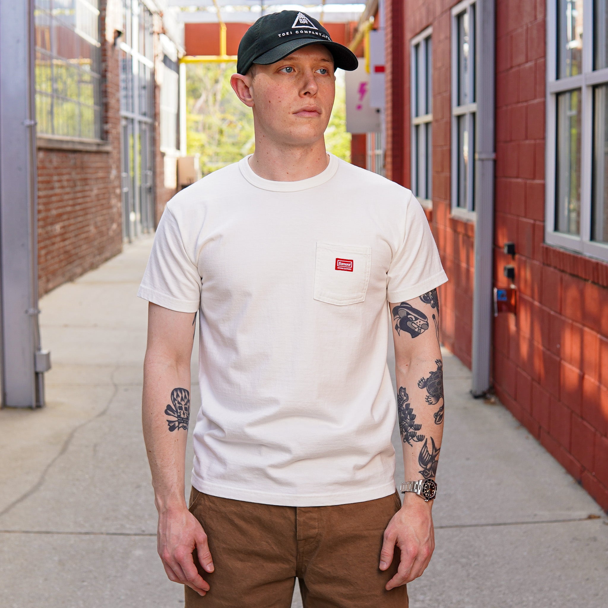 Samurai SWCT-101L Heavy Weight Pocket T-Shirt (Longer Length) - White