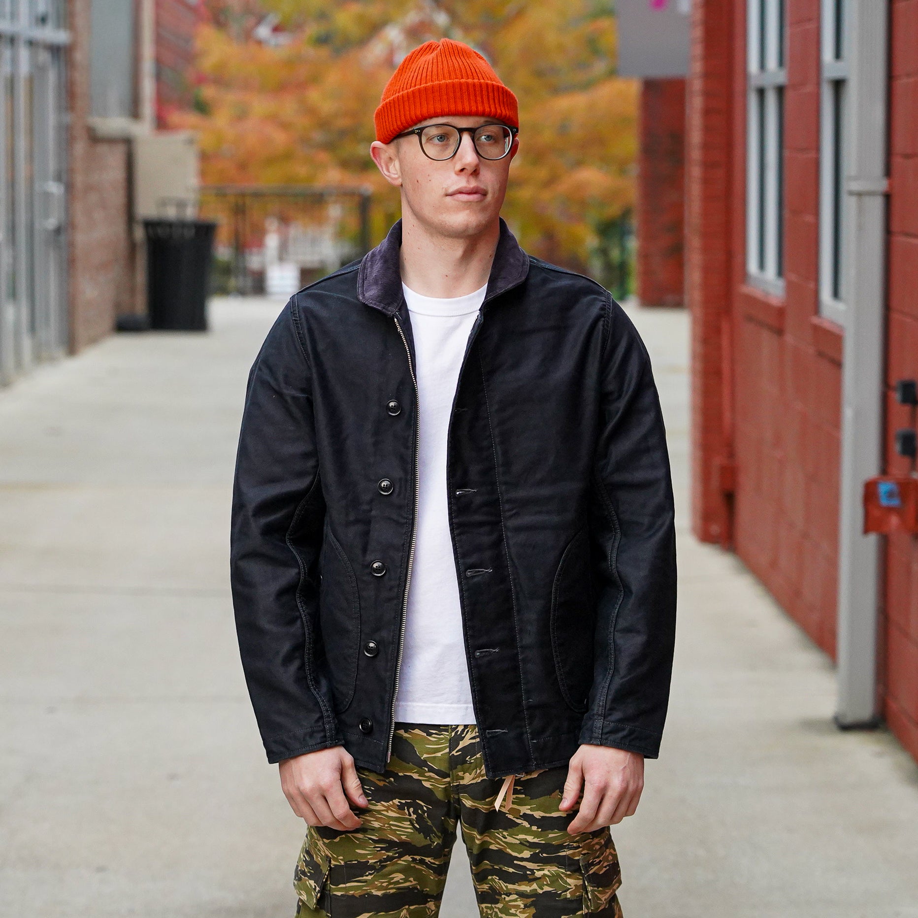 Iron Heart IHM-48-BLK 12oz Whipcord Lightweight N1 Deck Jacket - Black