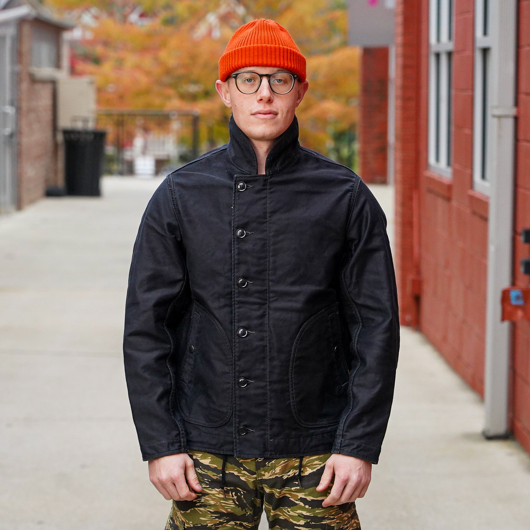 Iron Heart IHM-48-BLK 12oz Whipcord Lightweight N1 Deck Jacket - Black