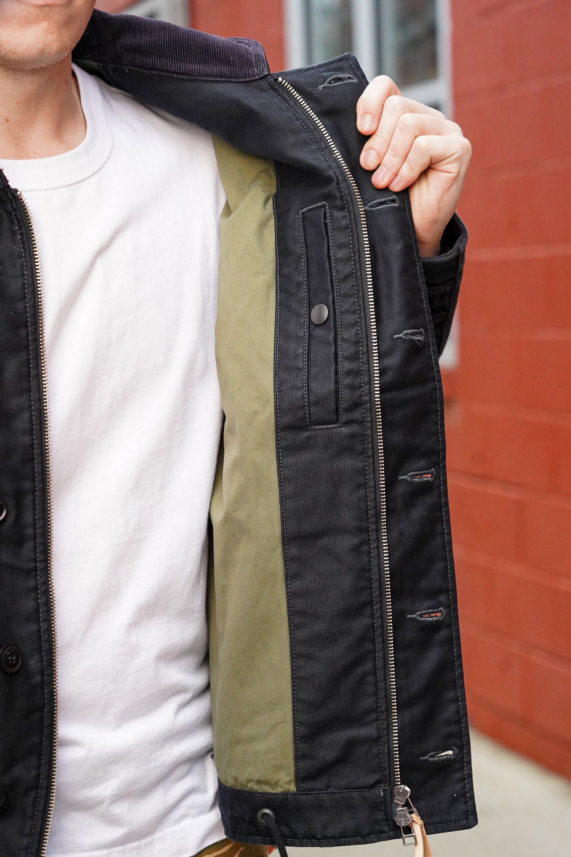 Iron Heart IHM-48-BLK 12oz Whipcord Lightweight N1 Deck Jacket - Black