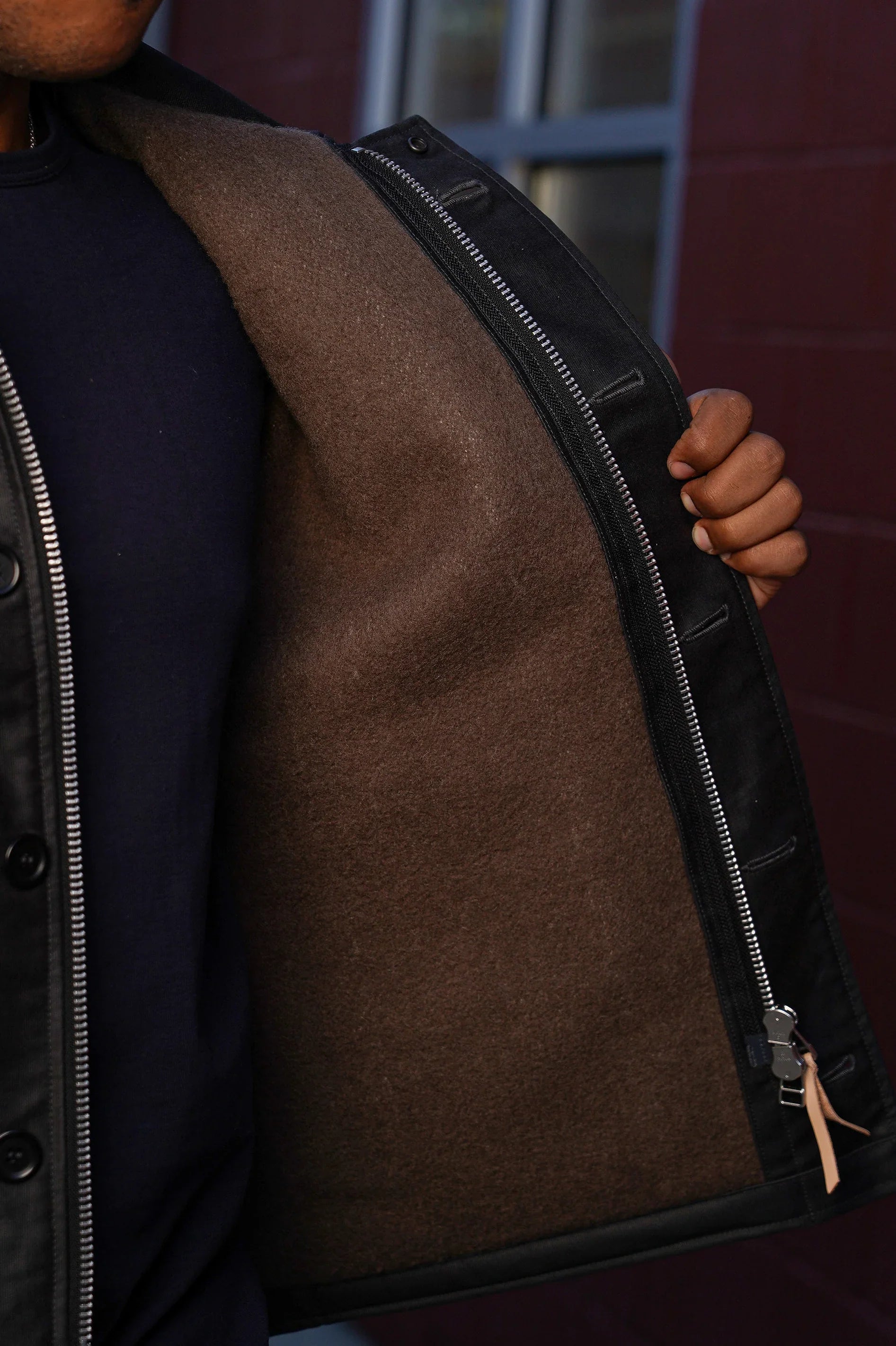 Iron Heart IHM-45-BLK Oiled Whipcord A2 Deck Jacket - Black