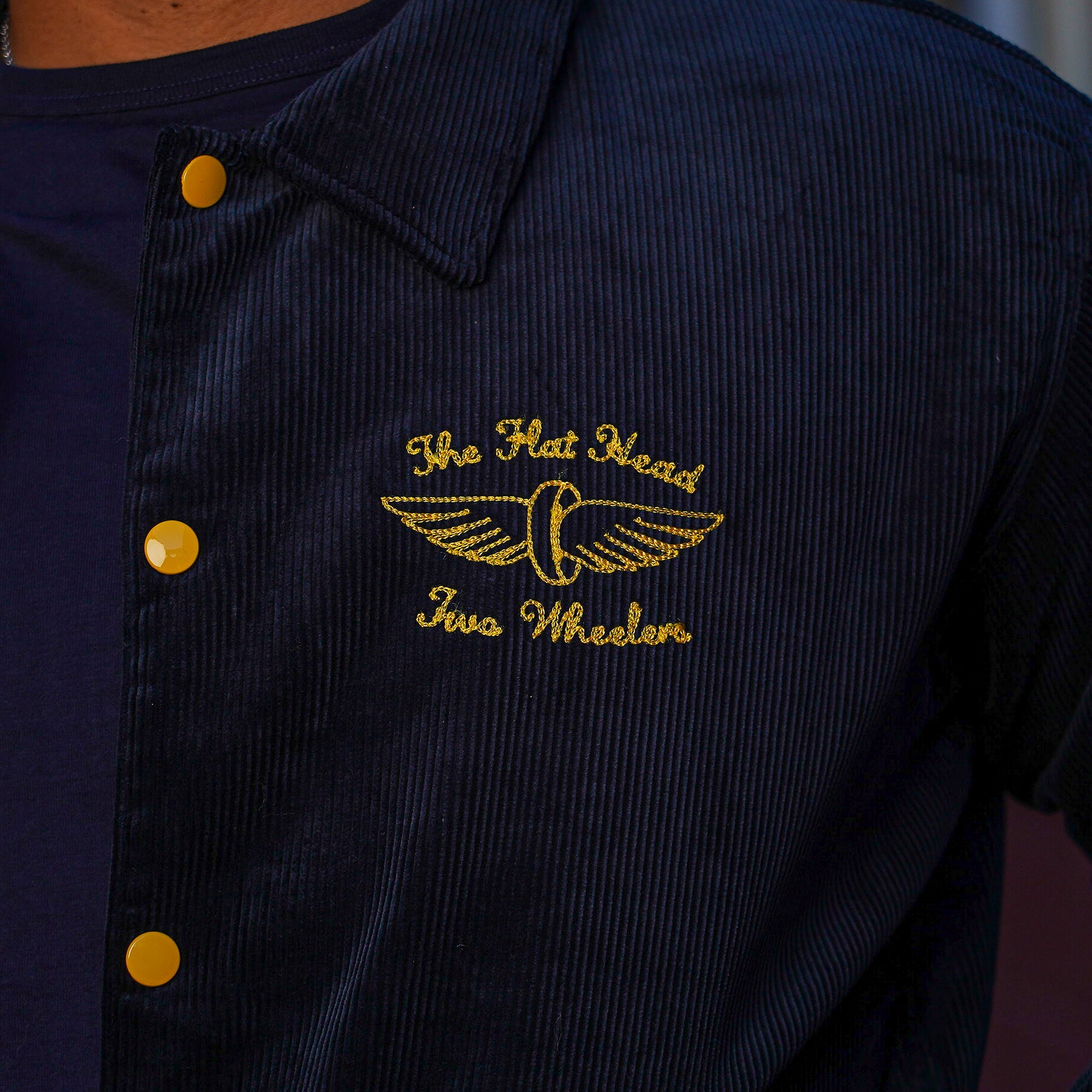 The Flat Head FN-OJ-V003 Corduroy Varsity Jacket - Navy