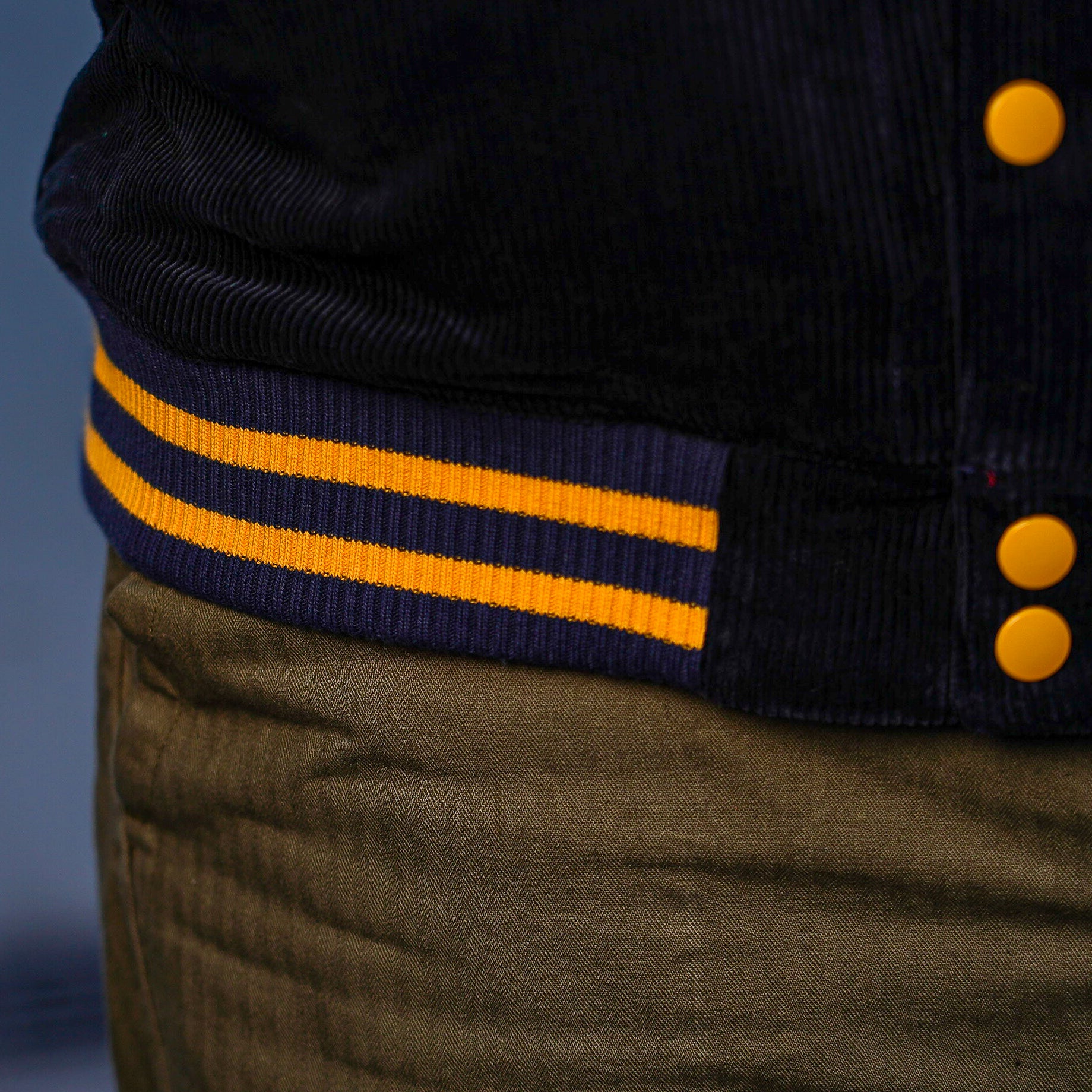 The Flat Head FN-OJ-V003 Corduroy Varsity Jacket - Navy