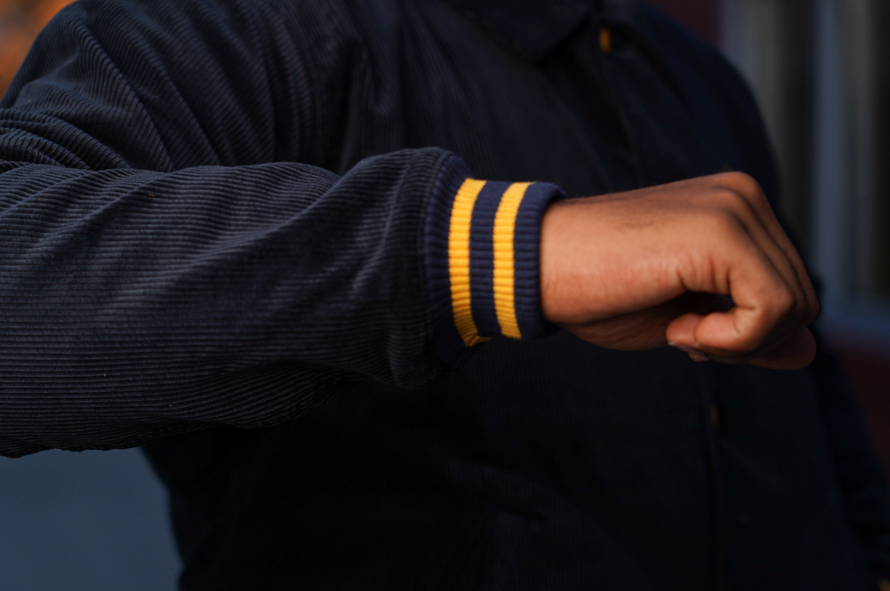 The Flat Head FN-OJ-V003 Corduroy Varsity Jacket - Navy