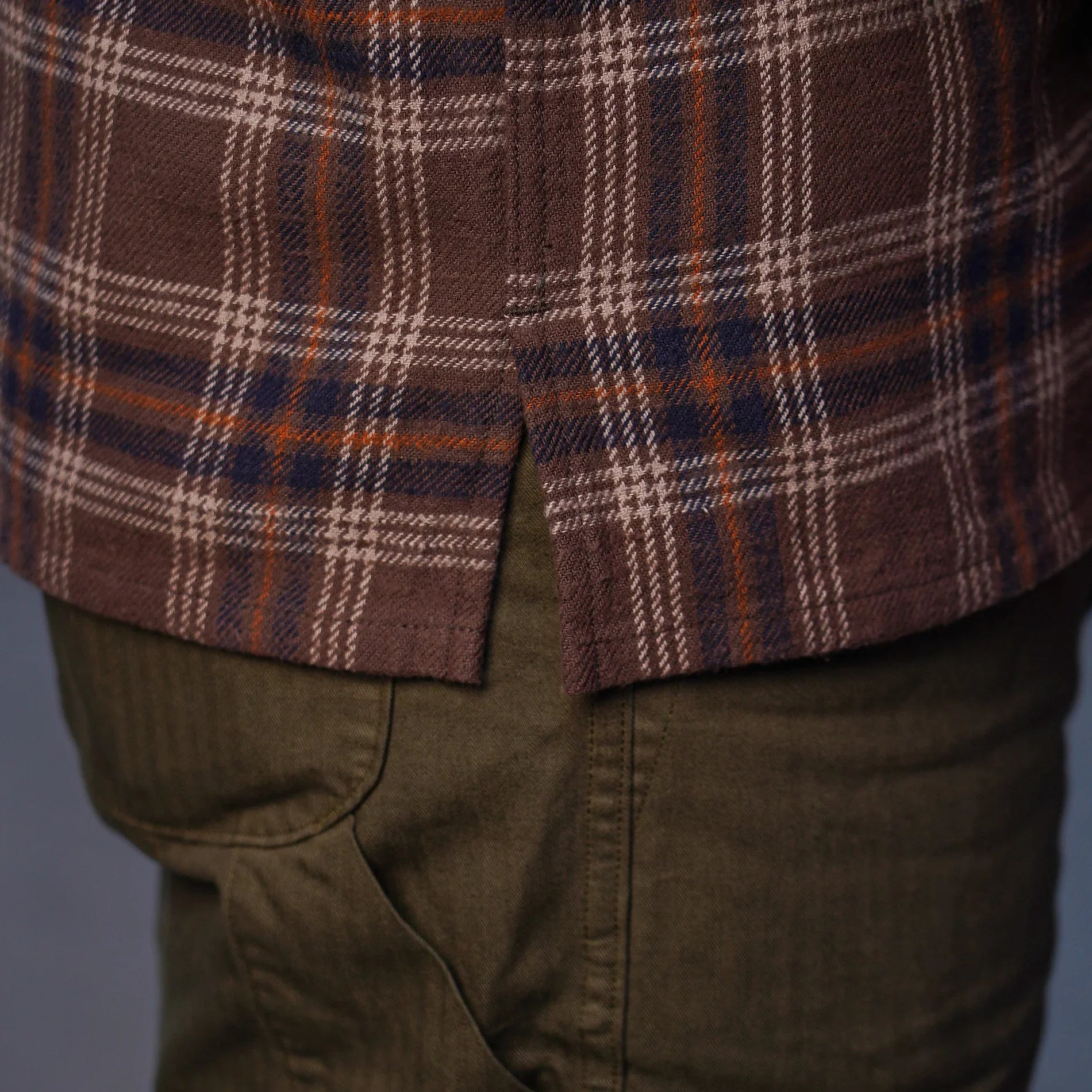 Iron Heart IHSH-430-BRN Slubby Heavy Flannel Check Work Overshirt - Brown