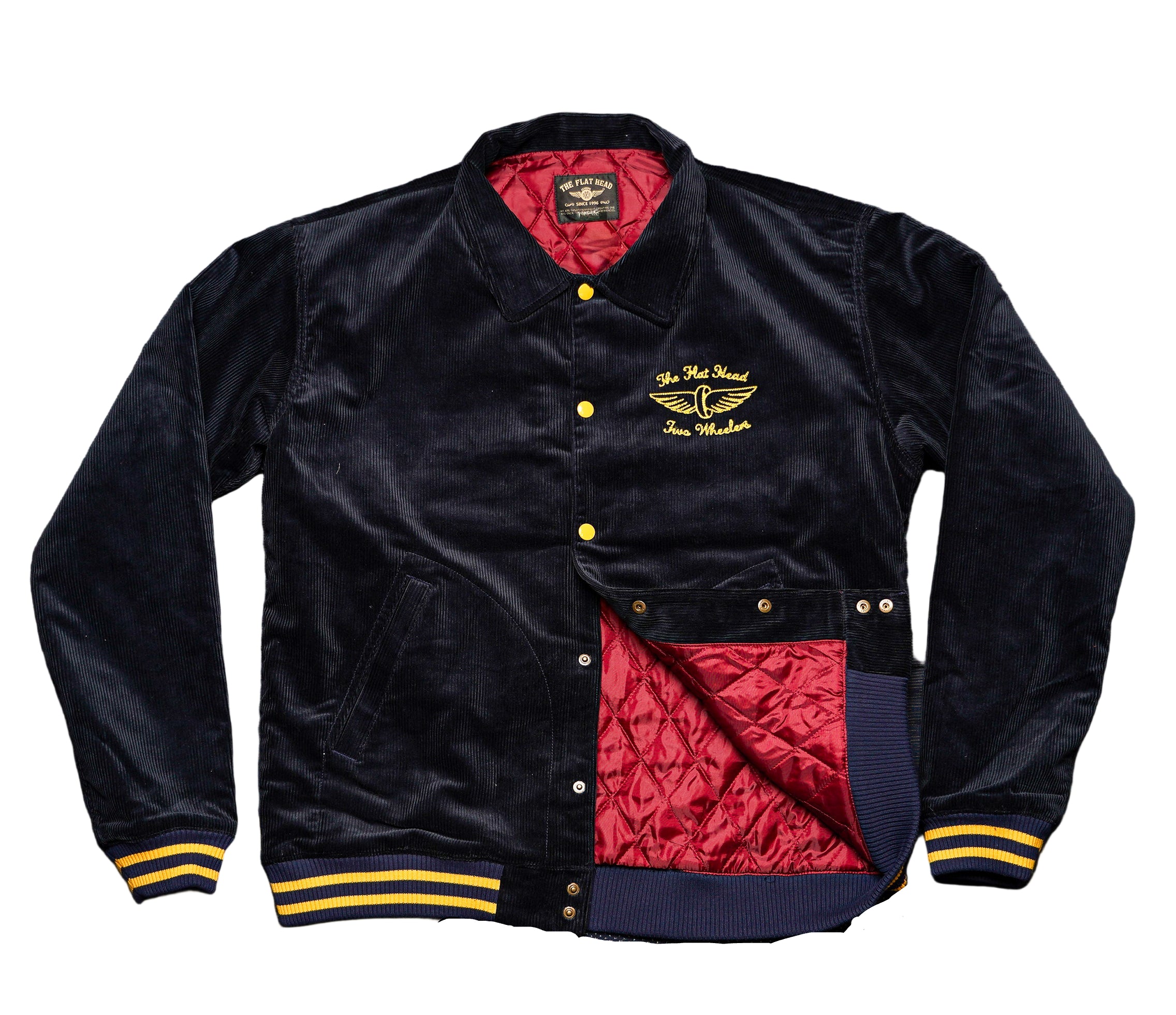 The Flat Head FN-OJ-V003 Corduroy Varsity Jacket - Navy