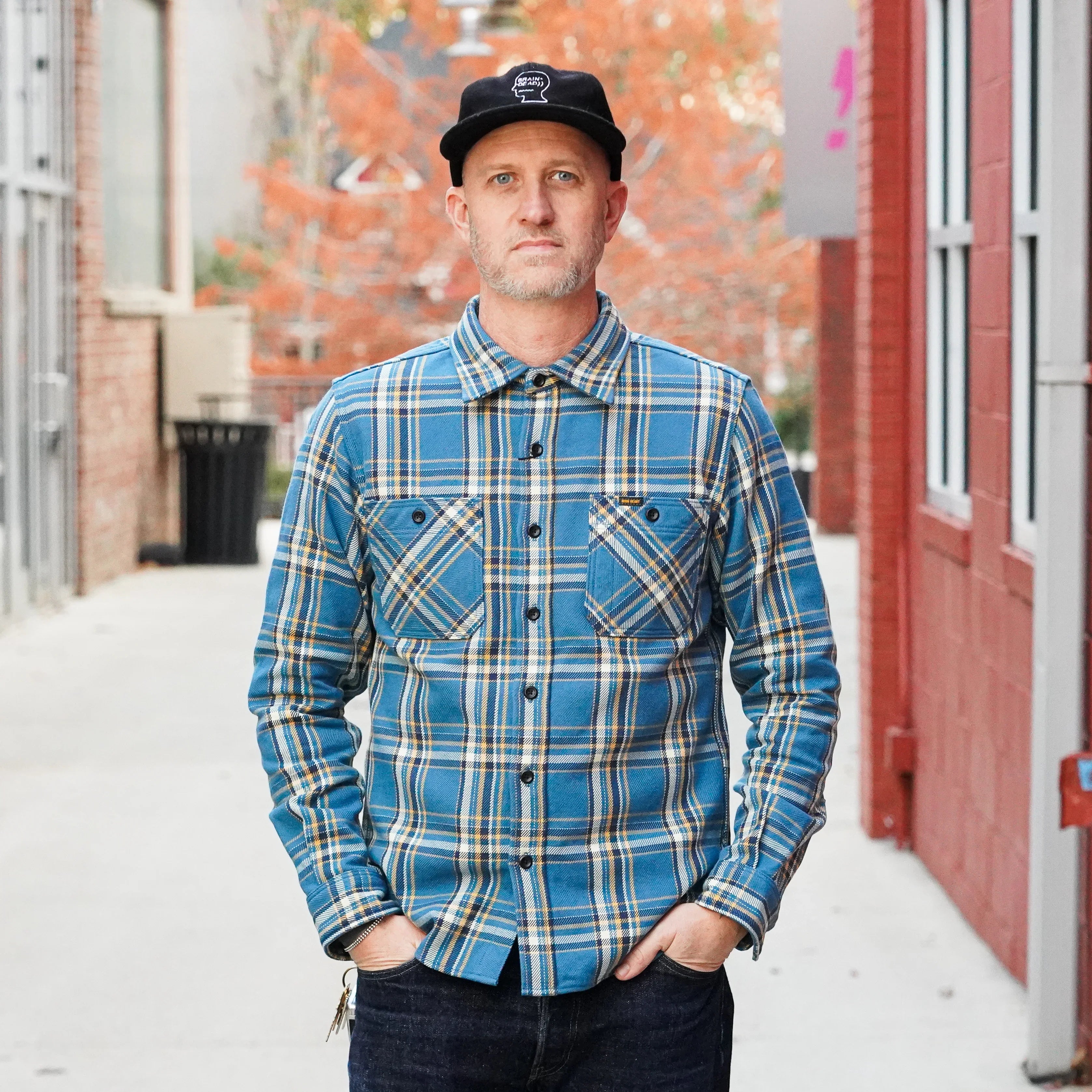 Iron Heart IHSH-435-BLU Ultra Heavy Flannel American Check Work Shirt - Blue