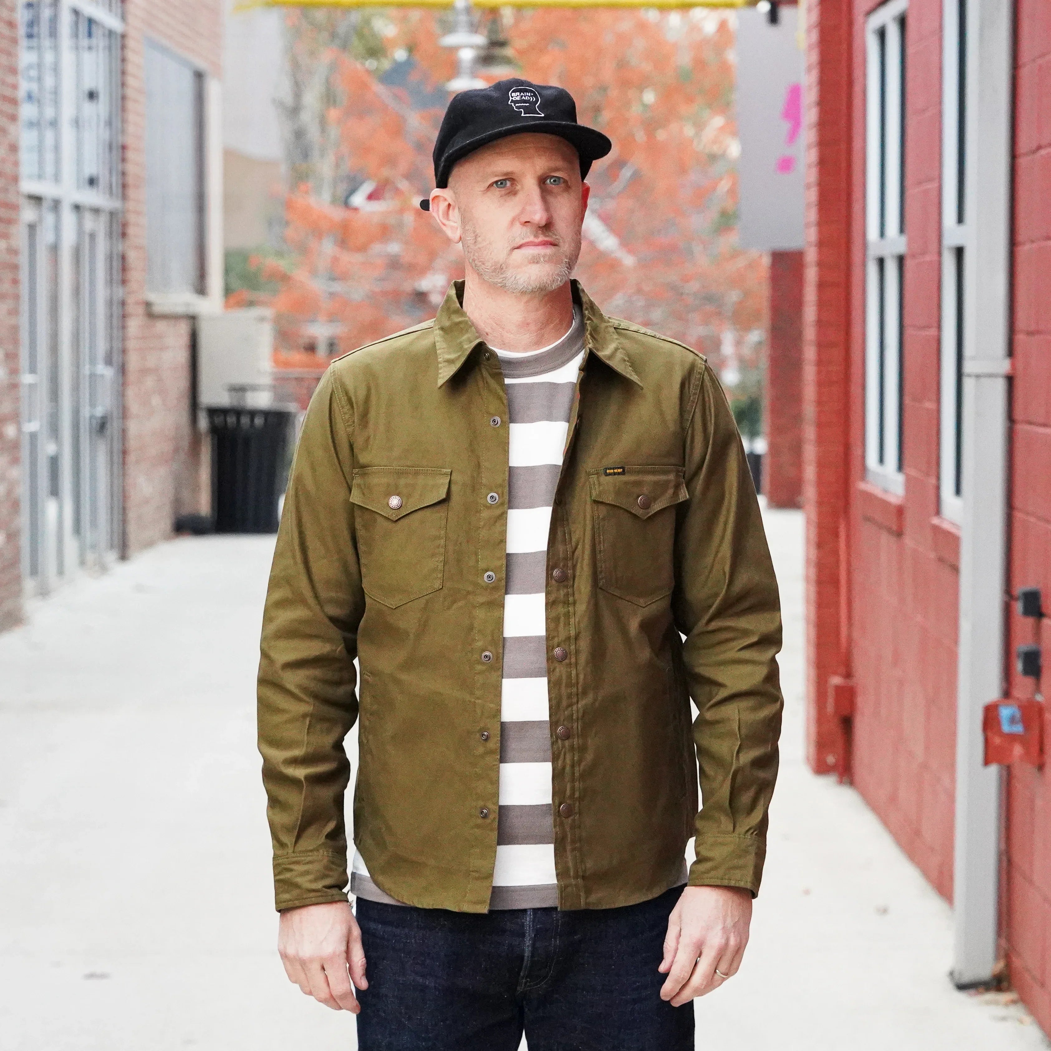 Iron Heart IHSH-425-OLV 8oz Military Whipcord CPO Shirt - Olive