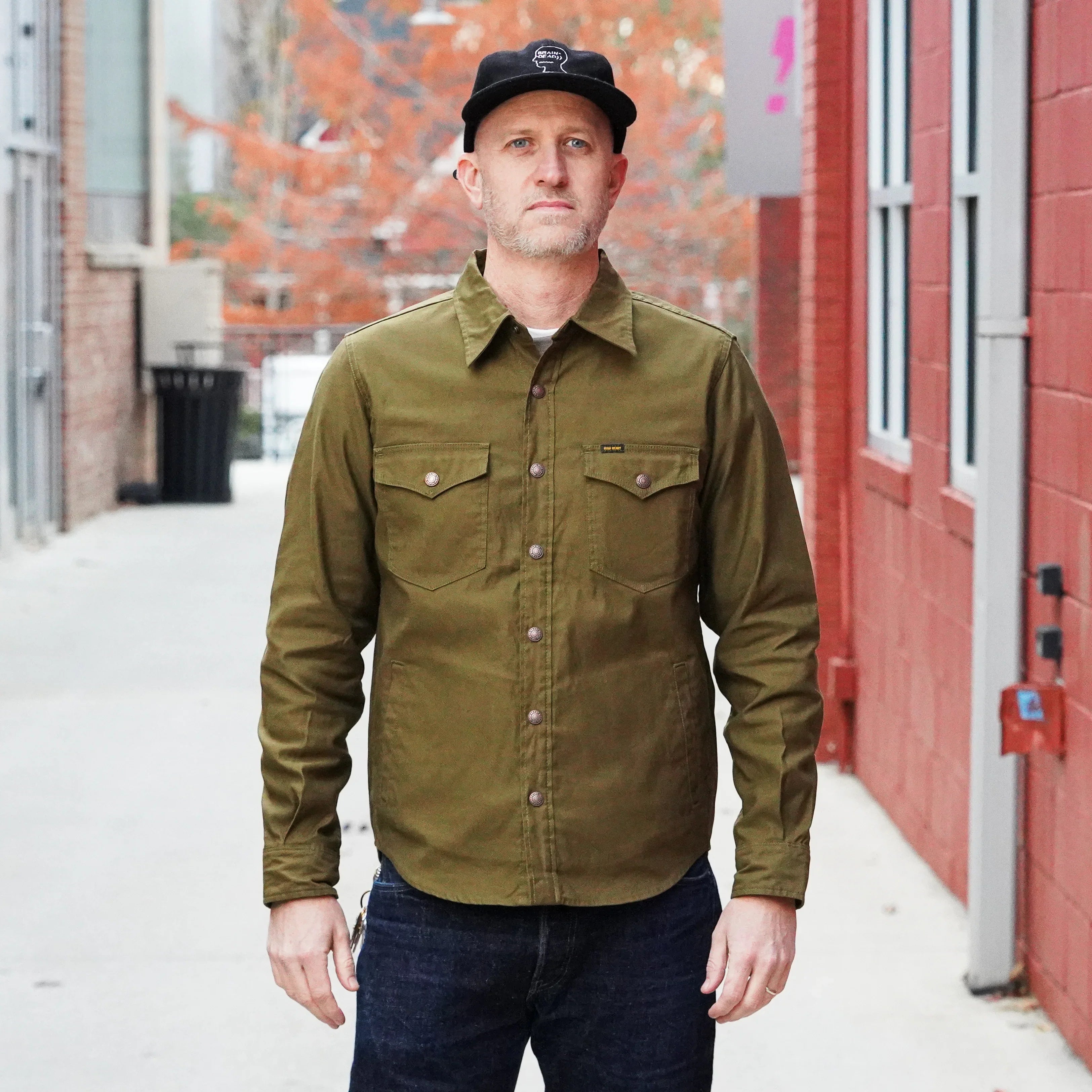 Iron Heart IHSH-425-OLV 8oz Military Whipcord CPO Shirt - Olive