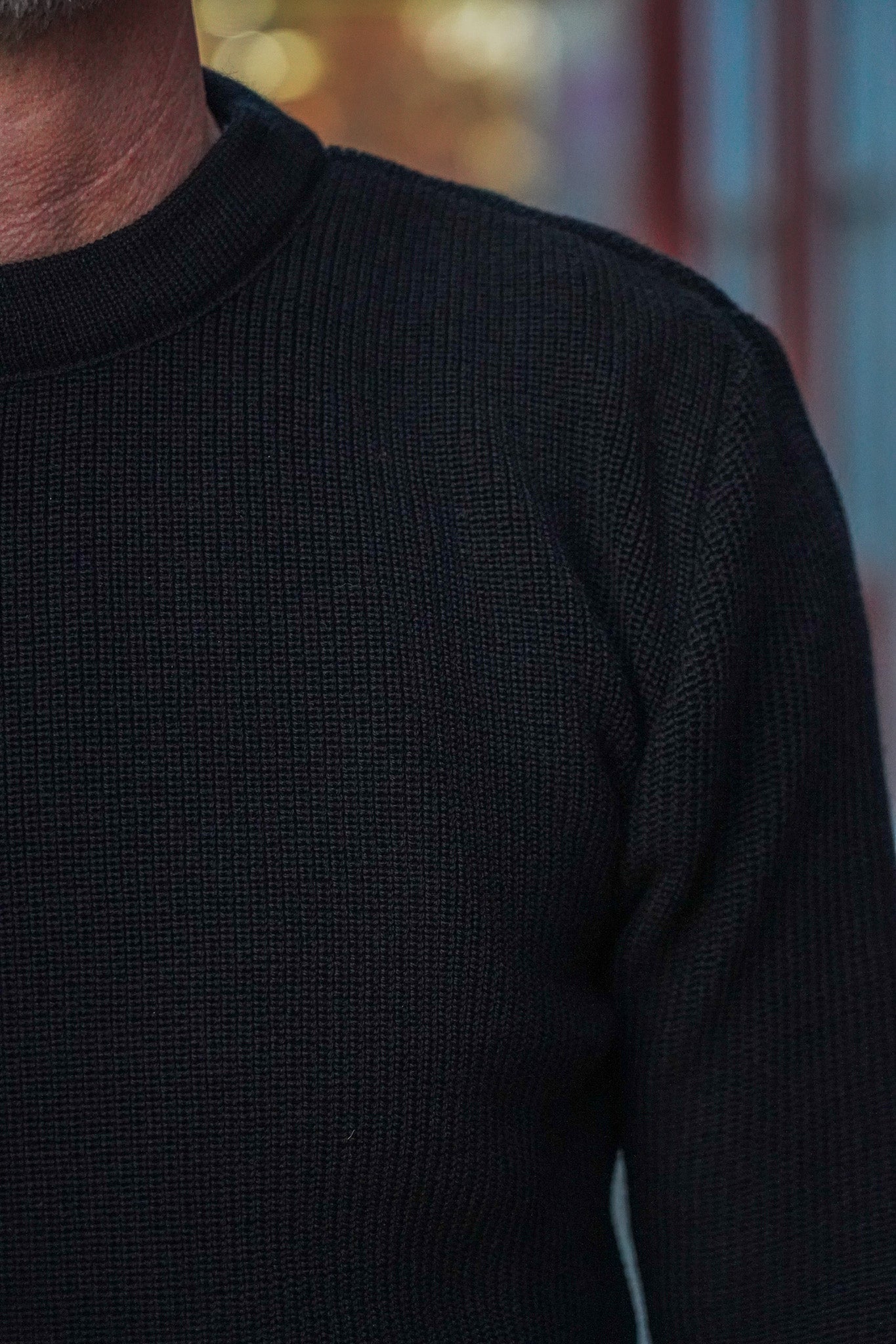 Heimat Textil Merino Rundhal Crewneck Sweater - Schwarz