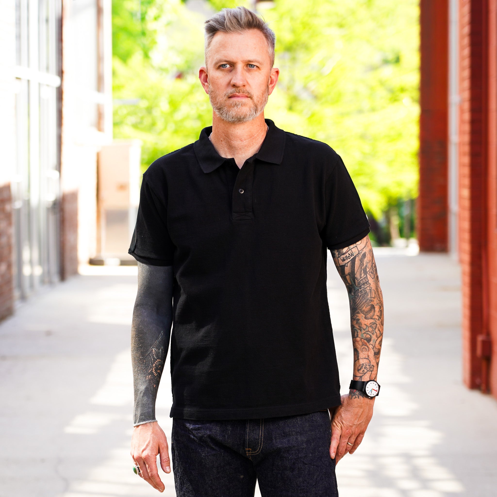 UES 67LW Rahben Stitch Polo Shirt - Black