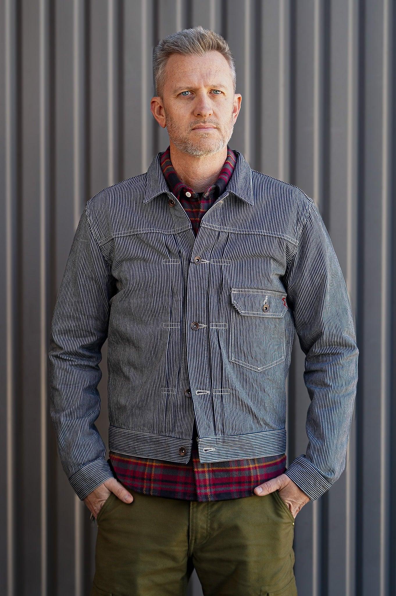 Iron Heart IHJ-141-IND 10.5oz Narrow Stripe Hickory Type 1 Jacket - Indigo