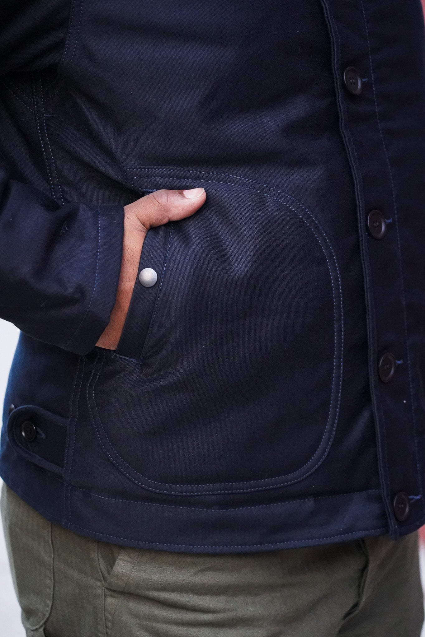 Iron Heart IHM-35-NAV Whipcord N1 Deck Jacket - Navy