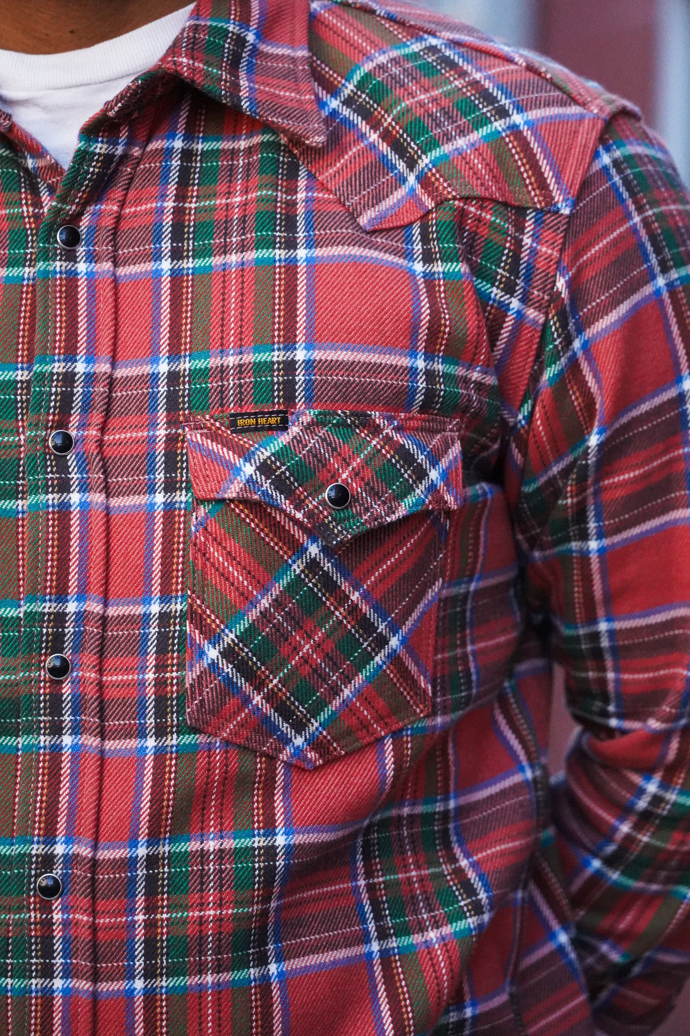 Iron Heart IHSH-436-RED Ultra Heavy Flannel American Check Western Shirt - Red "The Watermelon Man"