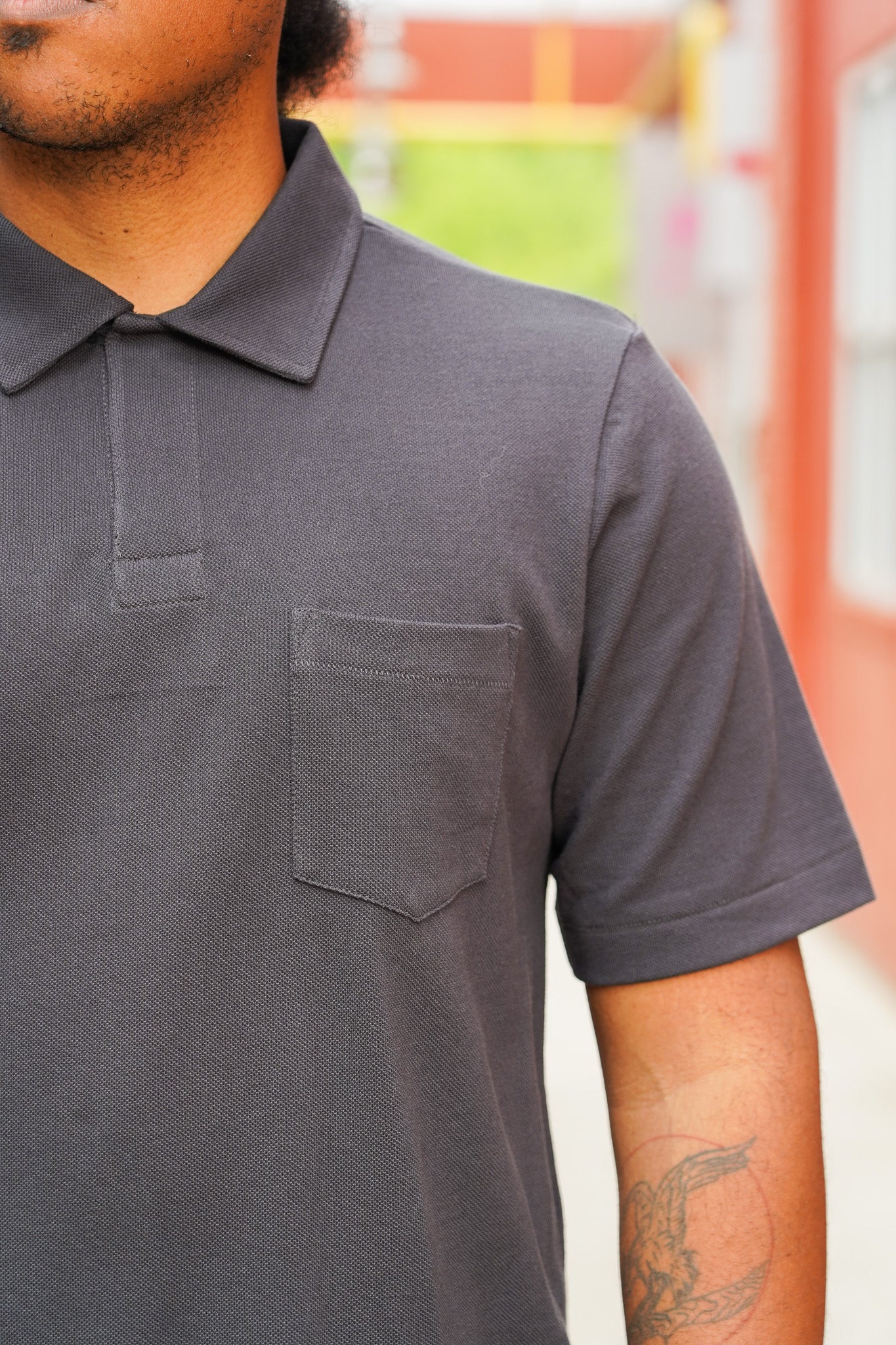 Merz b. Schwanen 2PKPL Loopwheeled Relaxed Fit Pikée Short Sleeve Polo Shirt - Charcoal