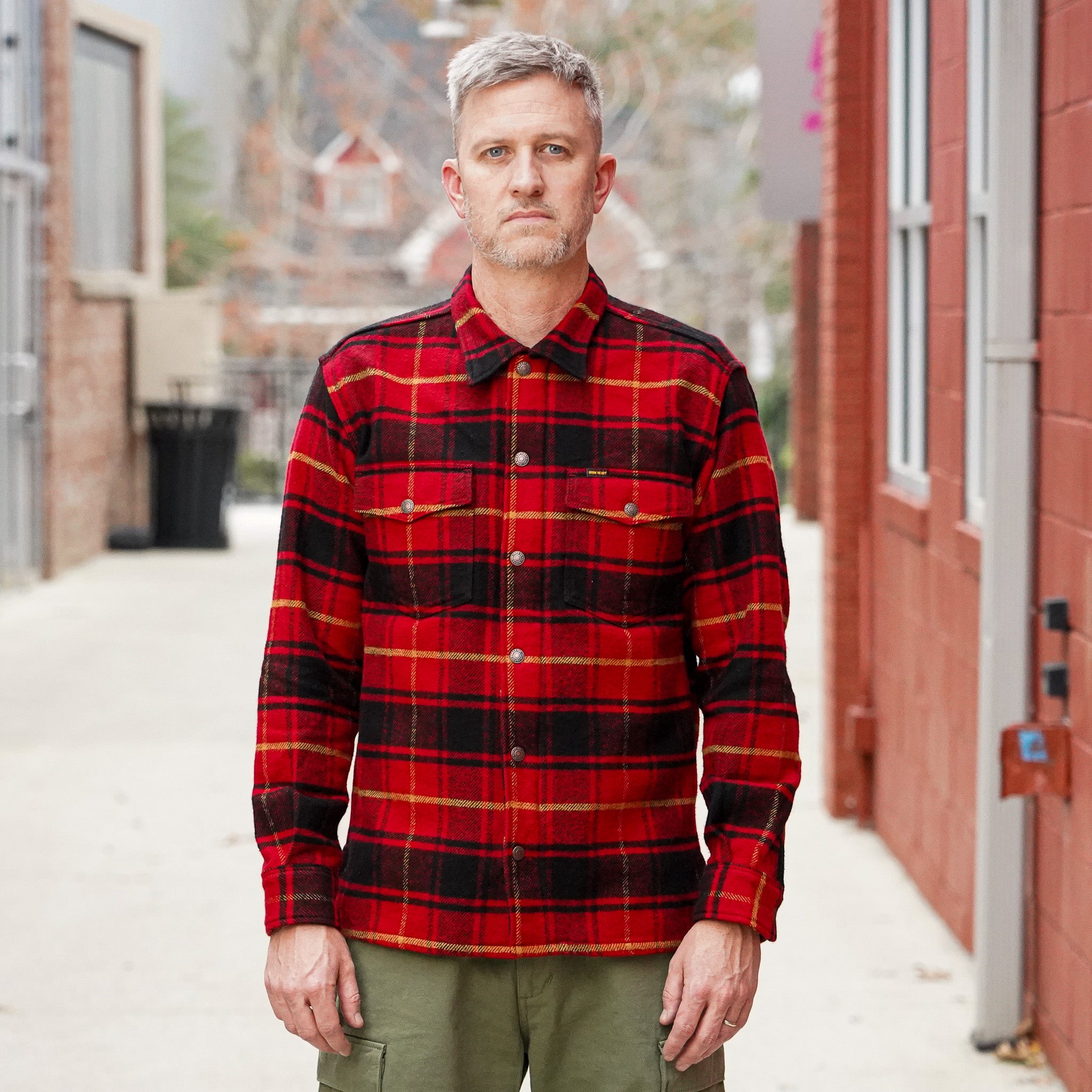 Iron Heart IHSH-433-RED Heavy Flannel Rider's Overshirt - Red