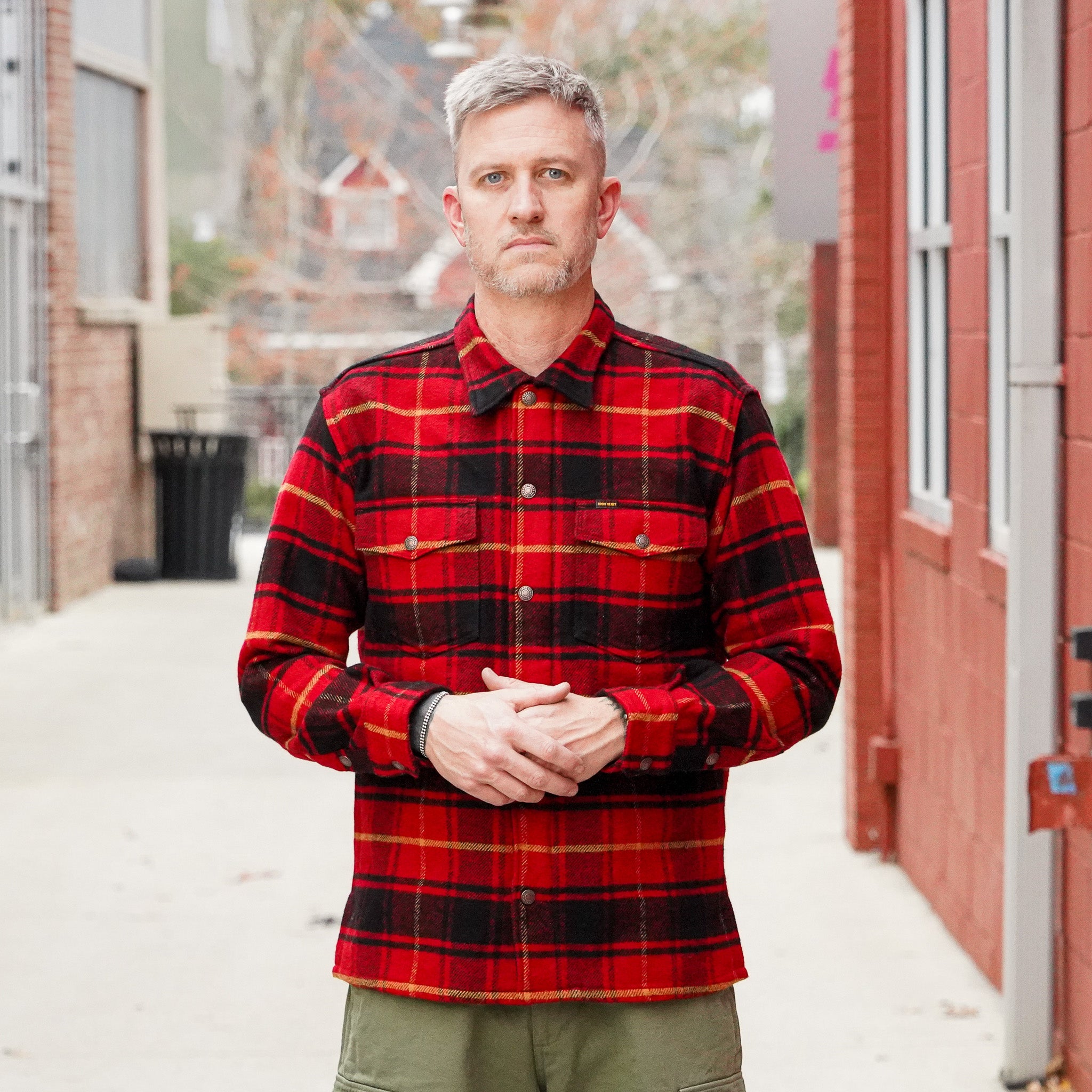 Iron Heart IHSH-433-RED Heavy Flannel Rider's Overshirt - Red
