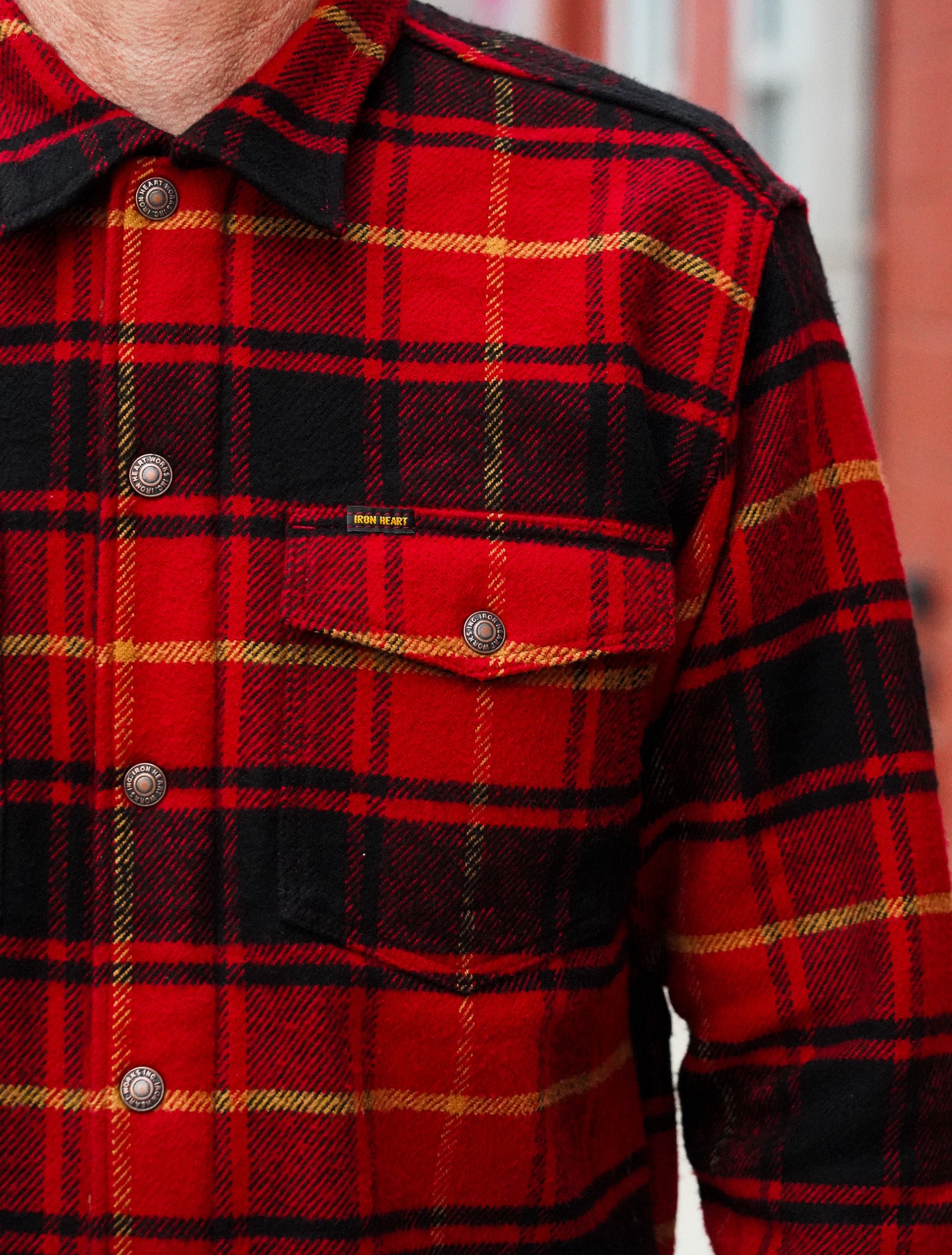 Iron Heart IHSH-433-RED Heavy Flannel Rider’s Overshirt - Red