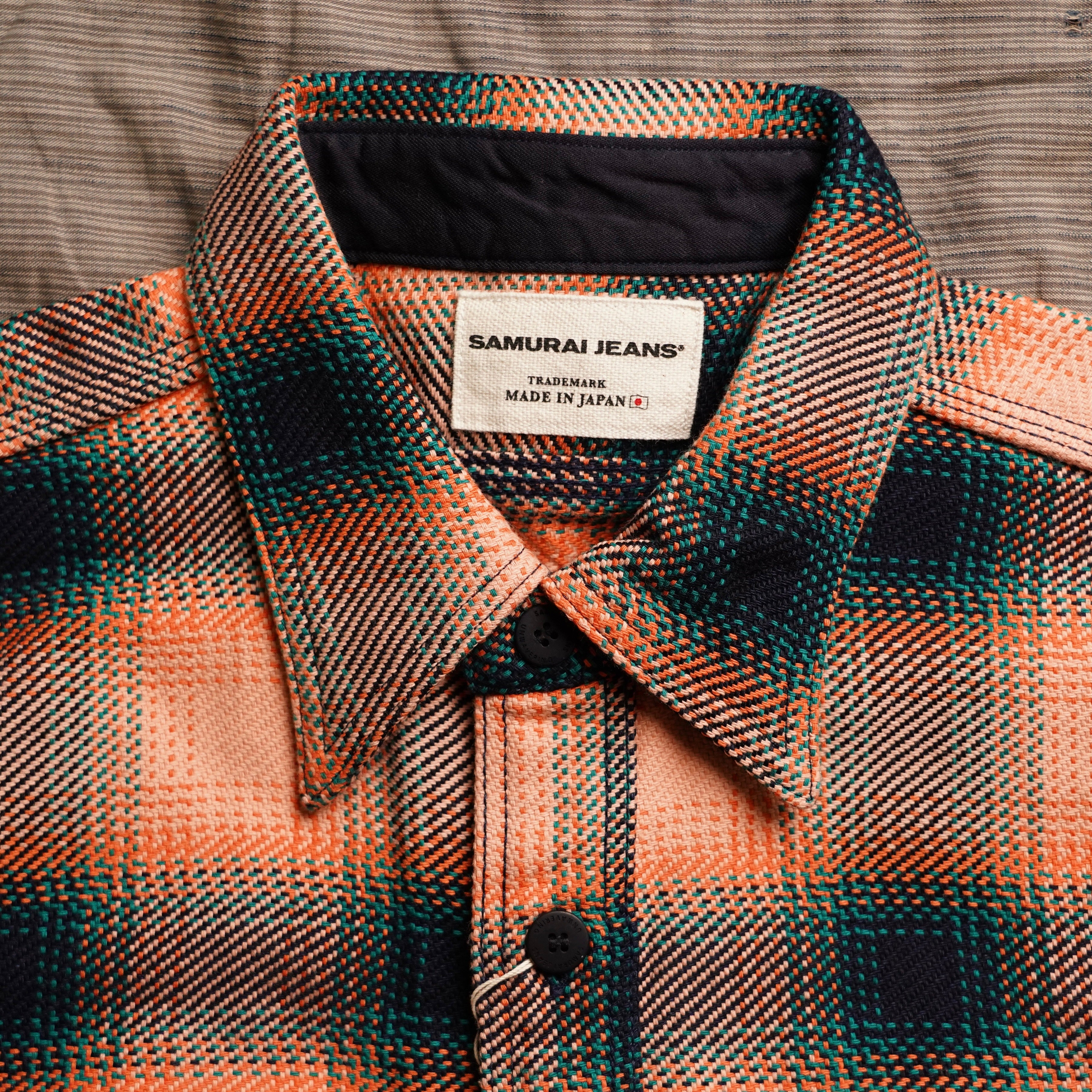 Samurai SIN25-01W Heavy Rope Dyed Indigo Flannel - Indigo/Pink