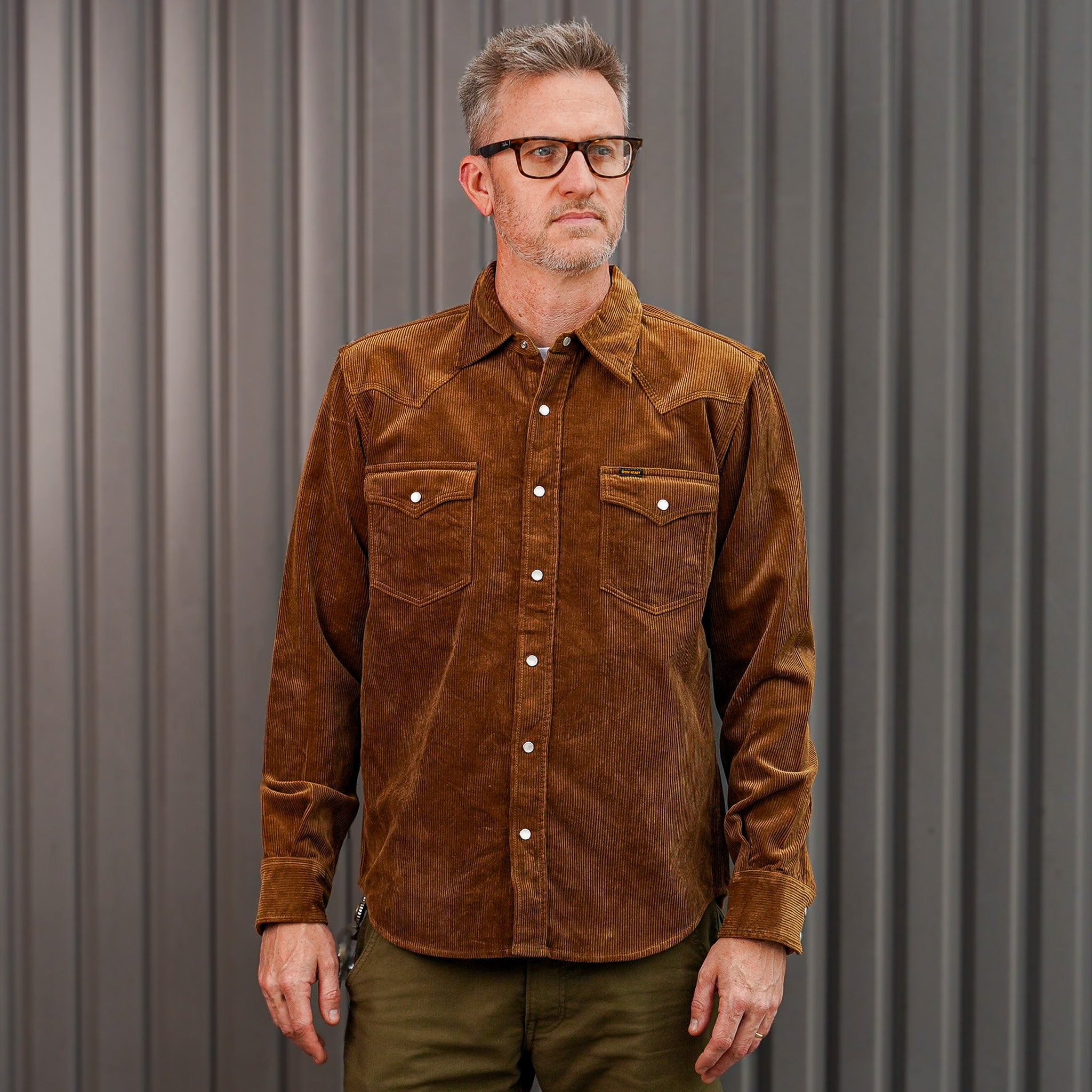 Iron Heart IHSH-398-CAM 11oz Corduroy Western Shirt - Camel