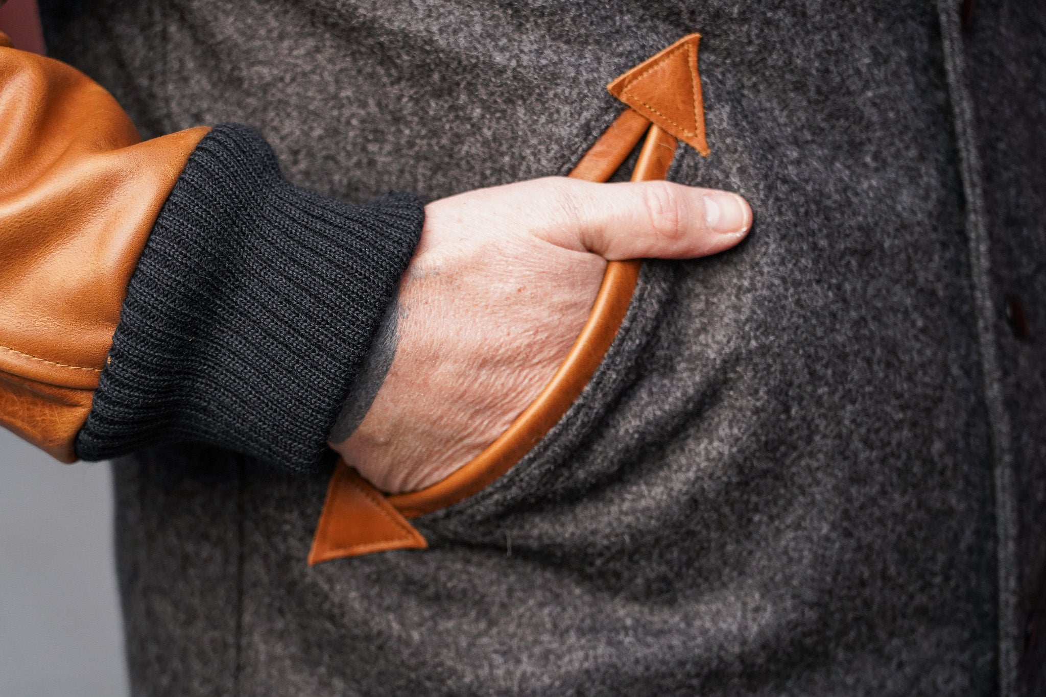 Dehen 1920 Raglan Varsity Jacket - Granite / Black / Antique Rust