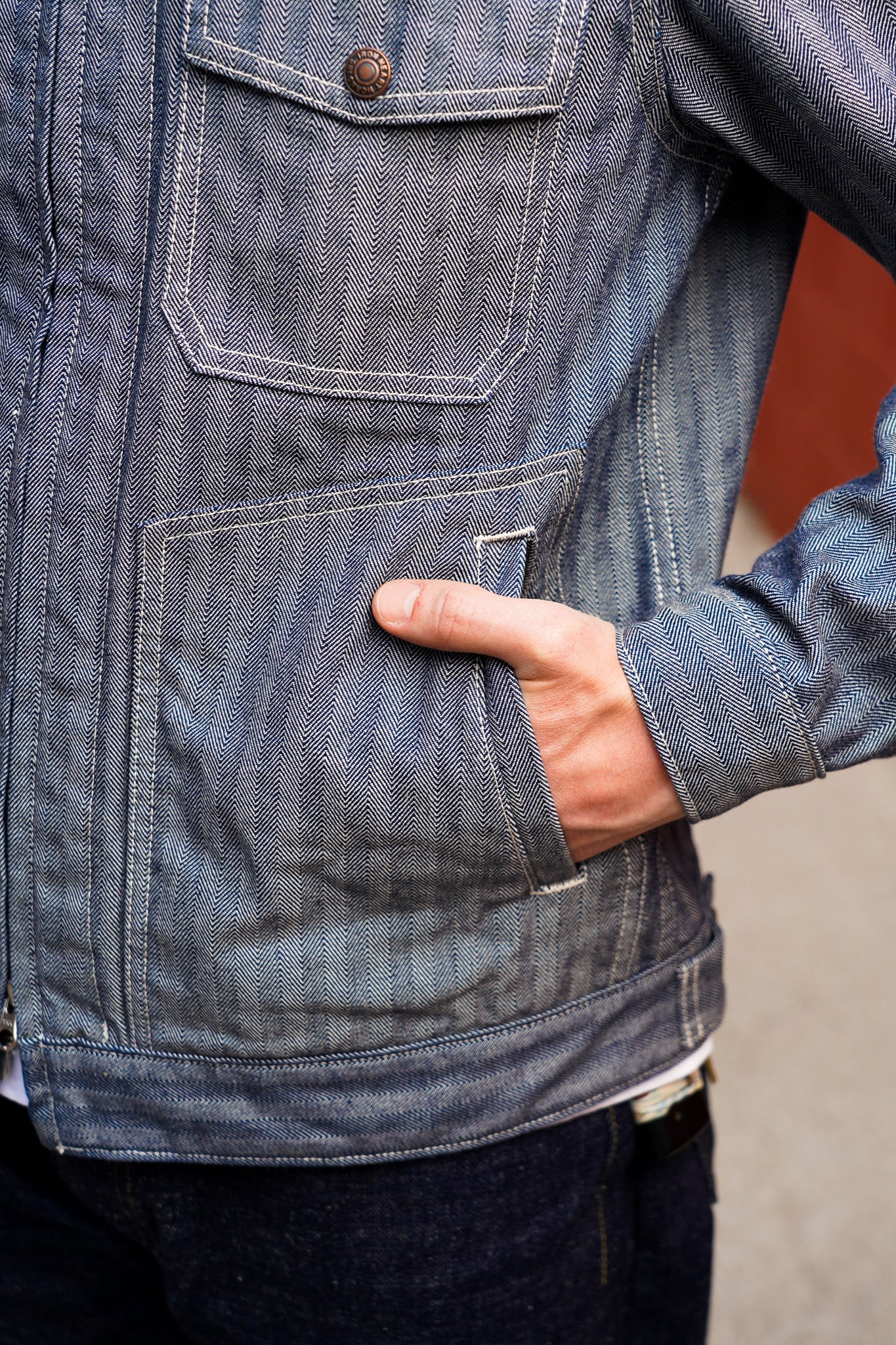 Iron Heart IHJ-164-BLU 10.5oz Herringbone Work Jacket - Indigo