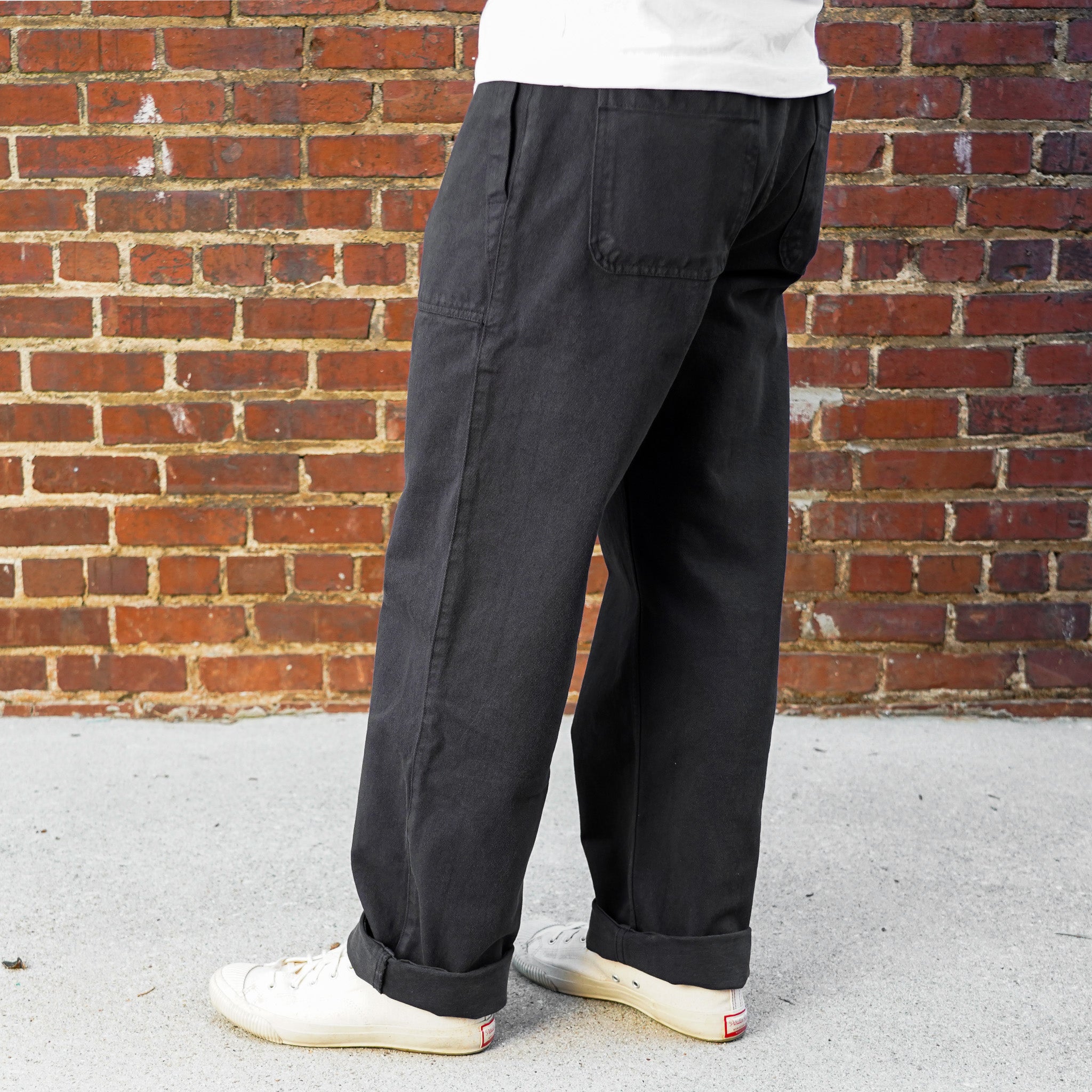 Merz b. Schwanen Workers's Cotton Twill Drawstring Pants - Charcoal