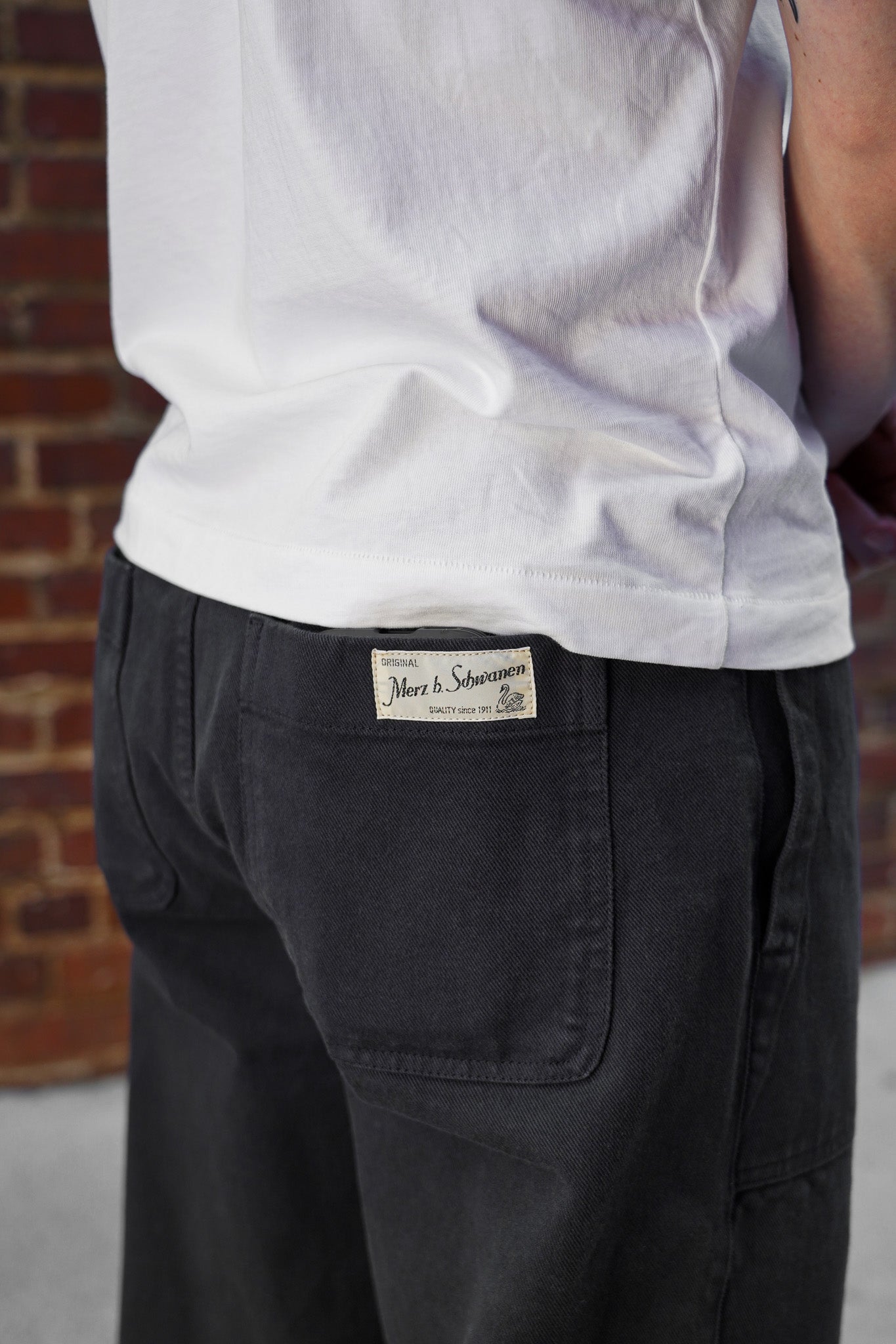 Merz b. Schwanen Workers's Cotton Twill Drawstring Pants - Charcoal