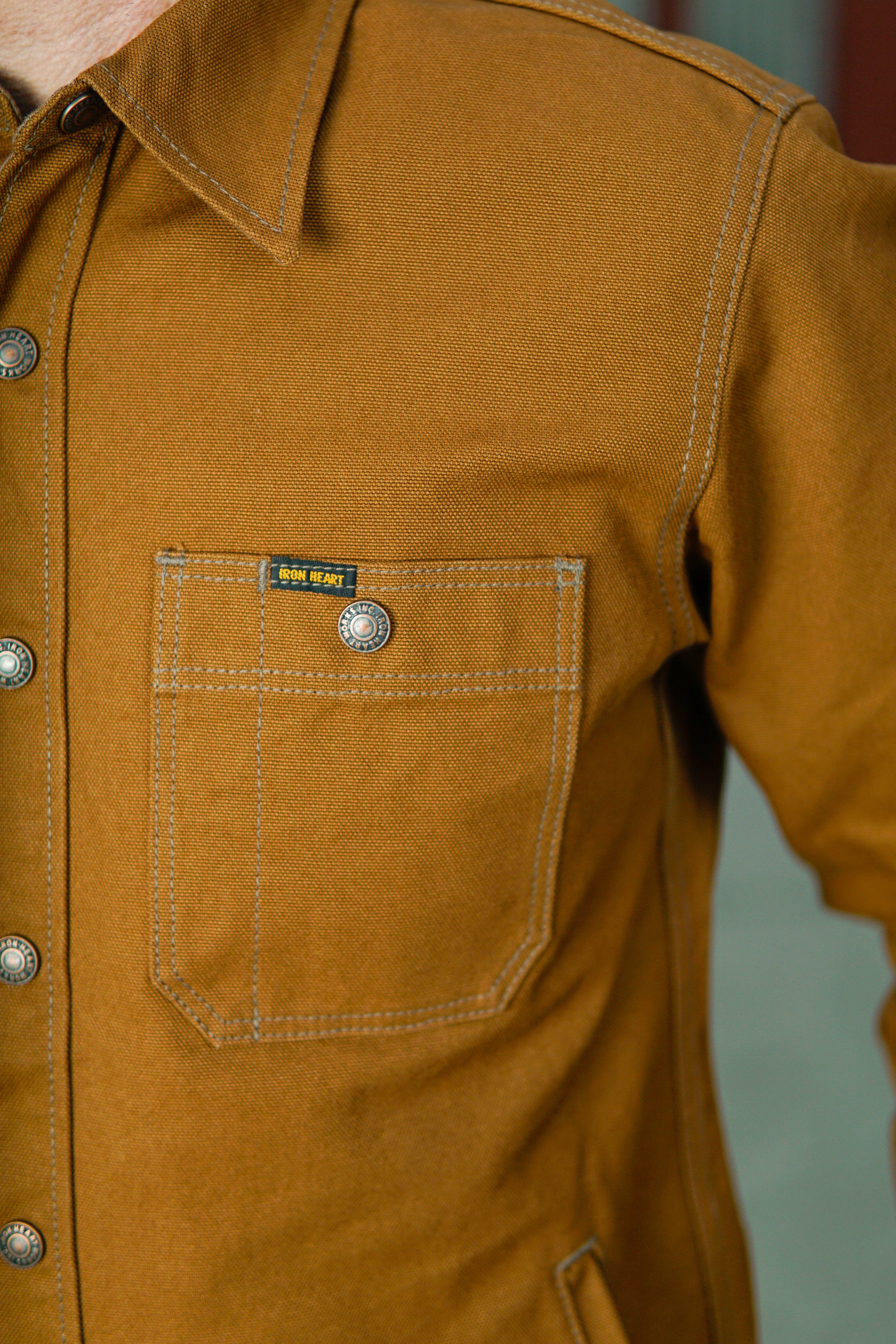 Iron Heart IHSH-189-BRN 17oz Duck CPO Work Shirt - "The UnTucked" - Brown