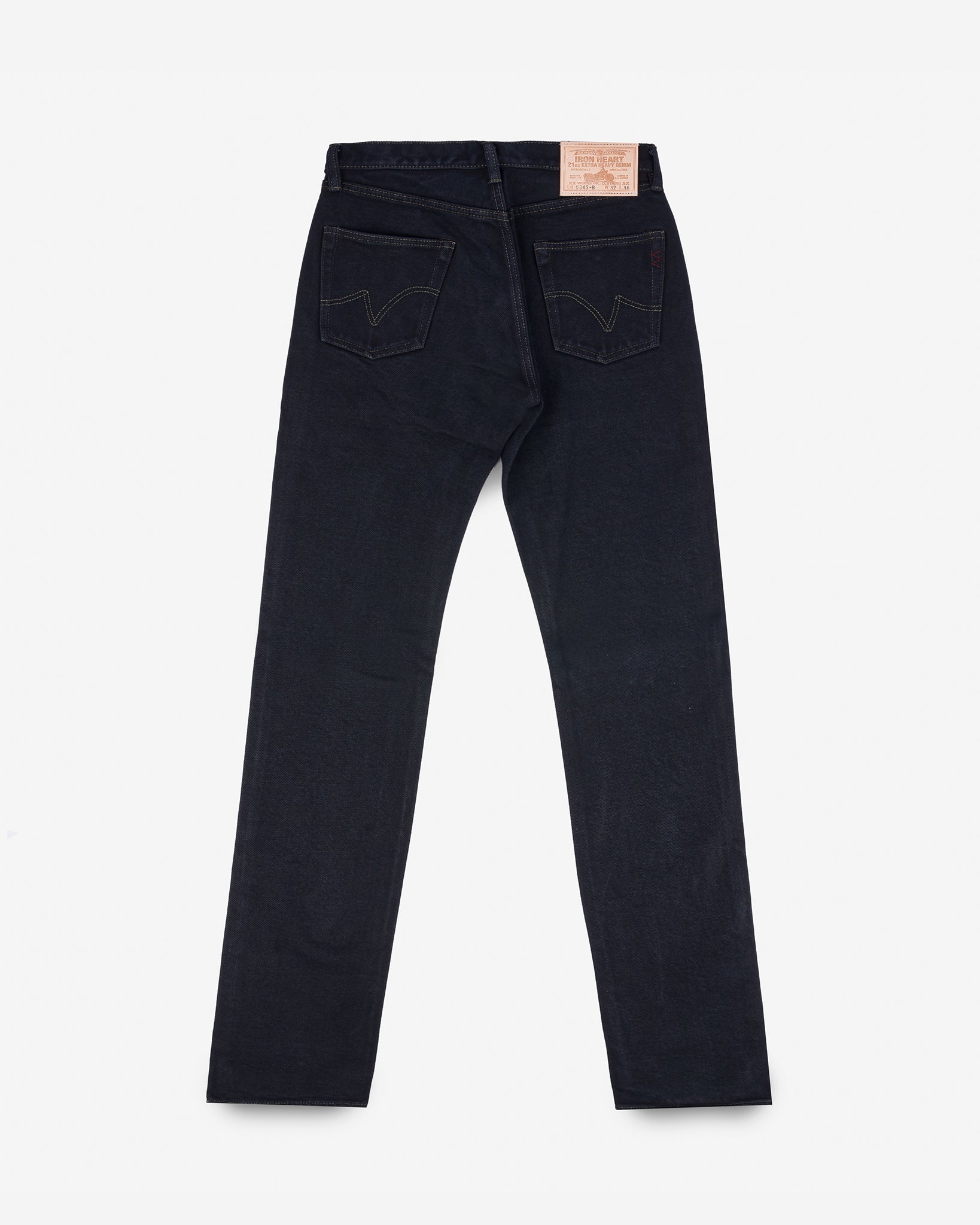 Iron Heart IH-634S-B 21oz Selvedge Denim Straight Cut Jeans - Indigo Overdyed Black