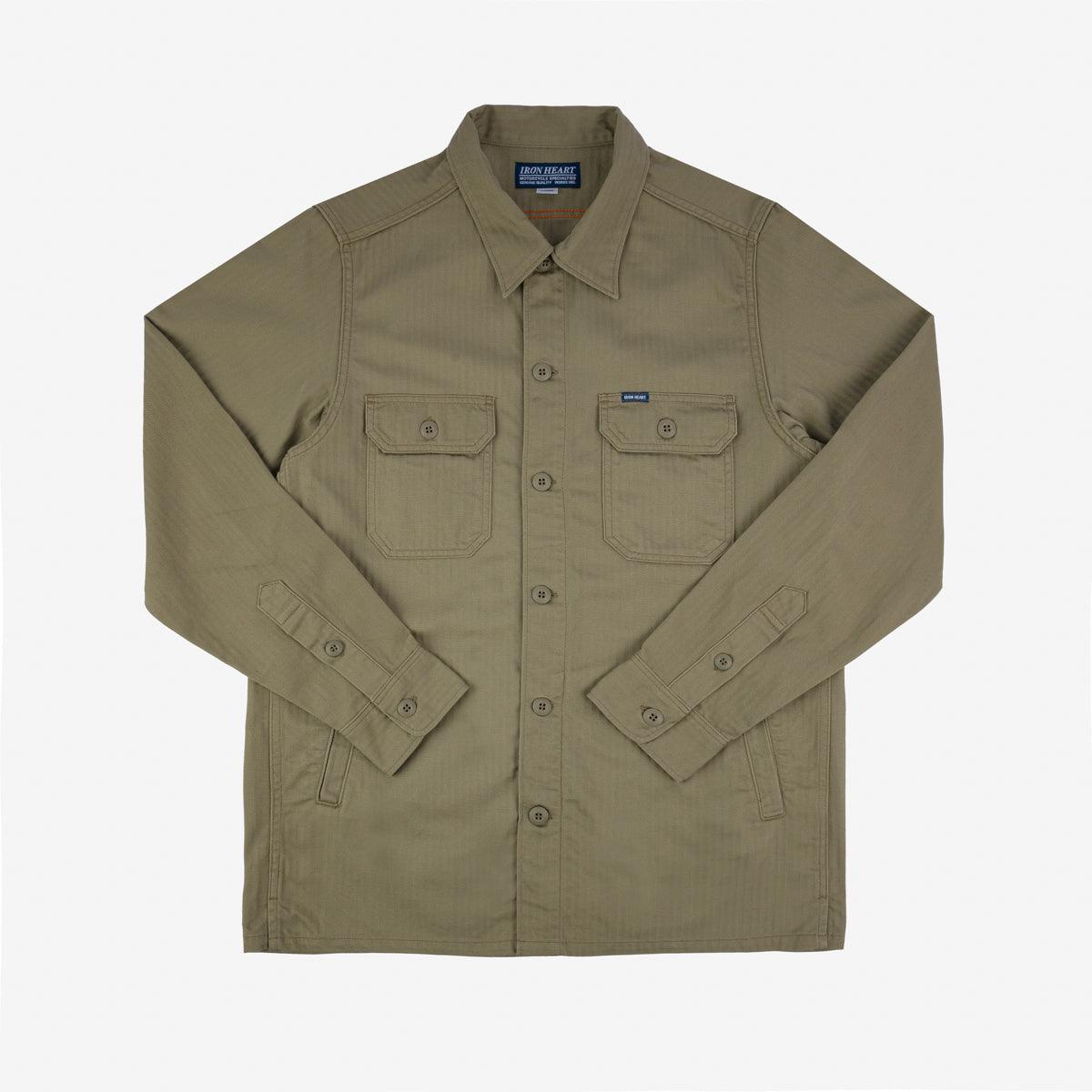 Iron Heart IHSH-385-BEI 9oz Herringbone Military Shirt - Beige