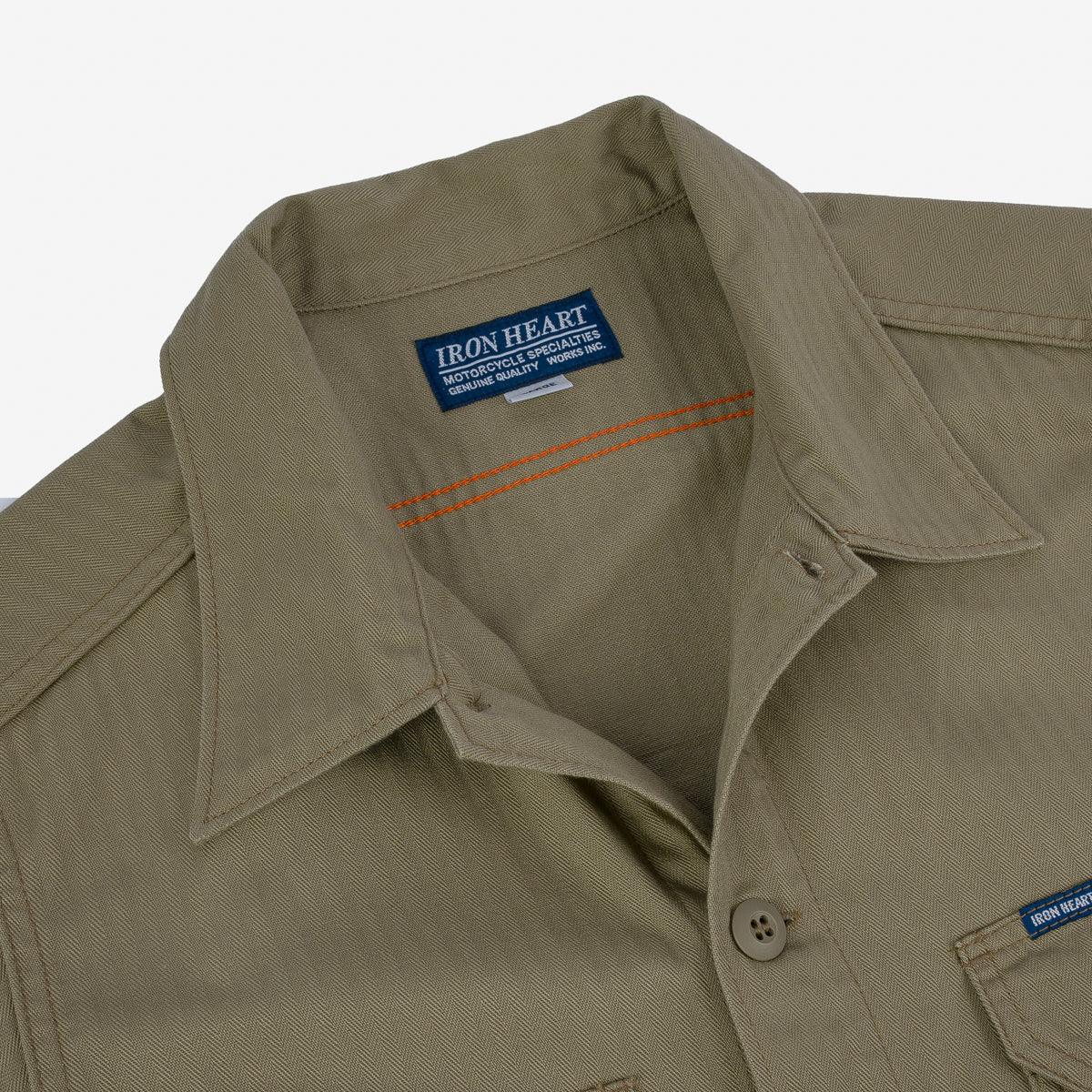 Iron Heart IHSH-385-BEI 9oz Herringbone Military Shirt - Beige