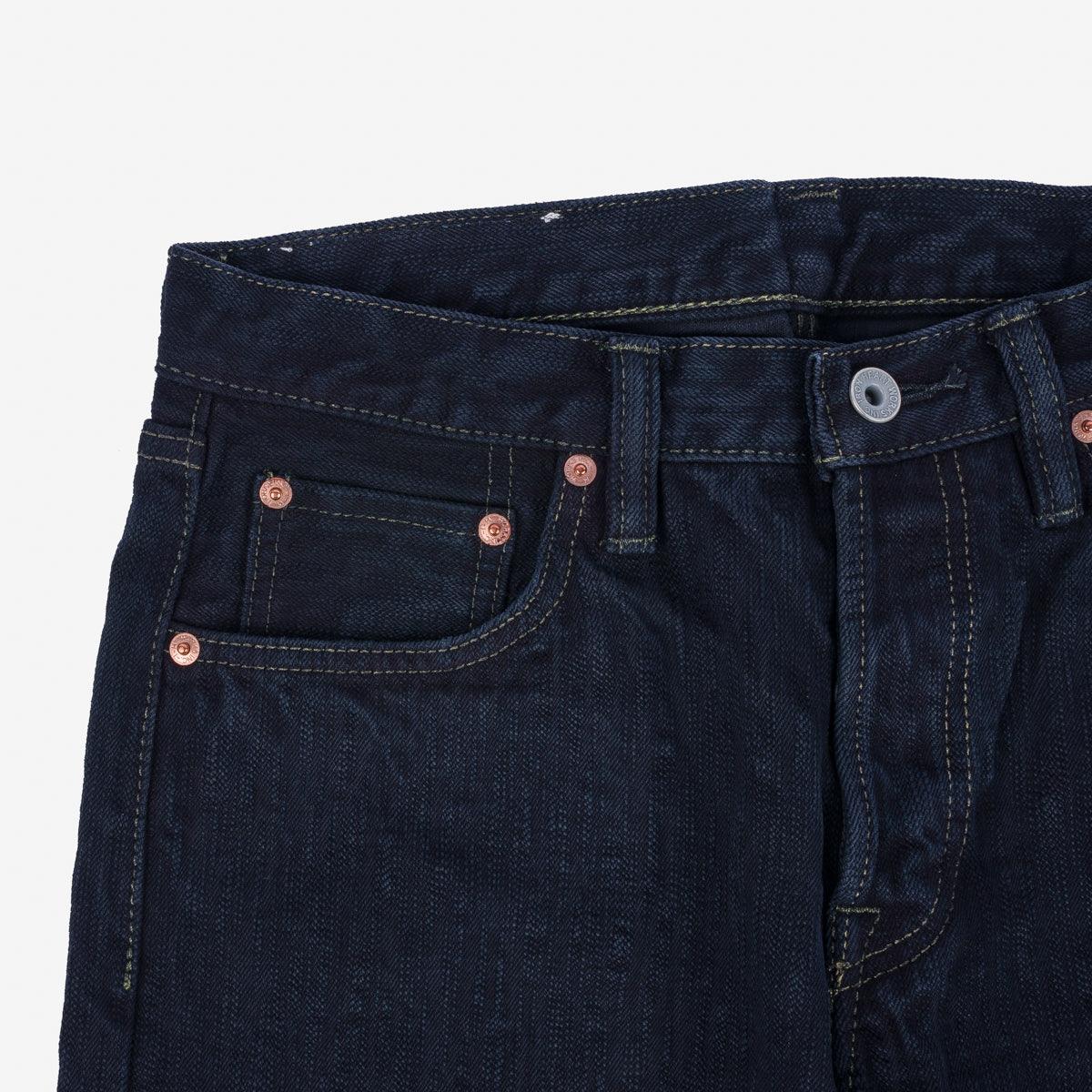 Iron Heart IH-888S-SLBod 16oz Slubby Selvedge Denim Relaxed Tapered Cut Jeans - Indigo Overdyed Black