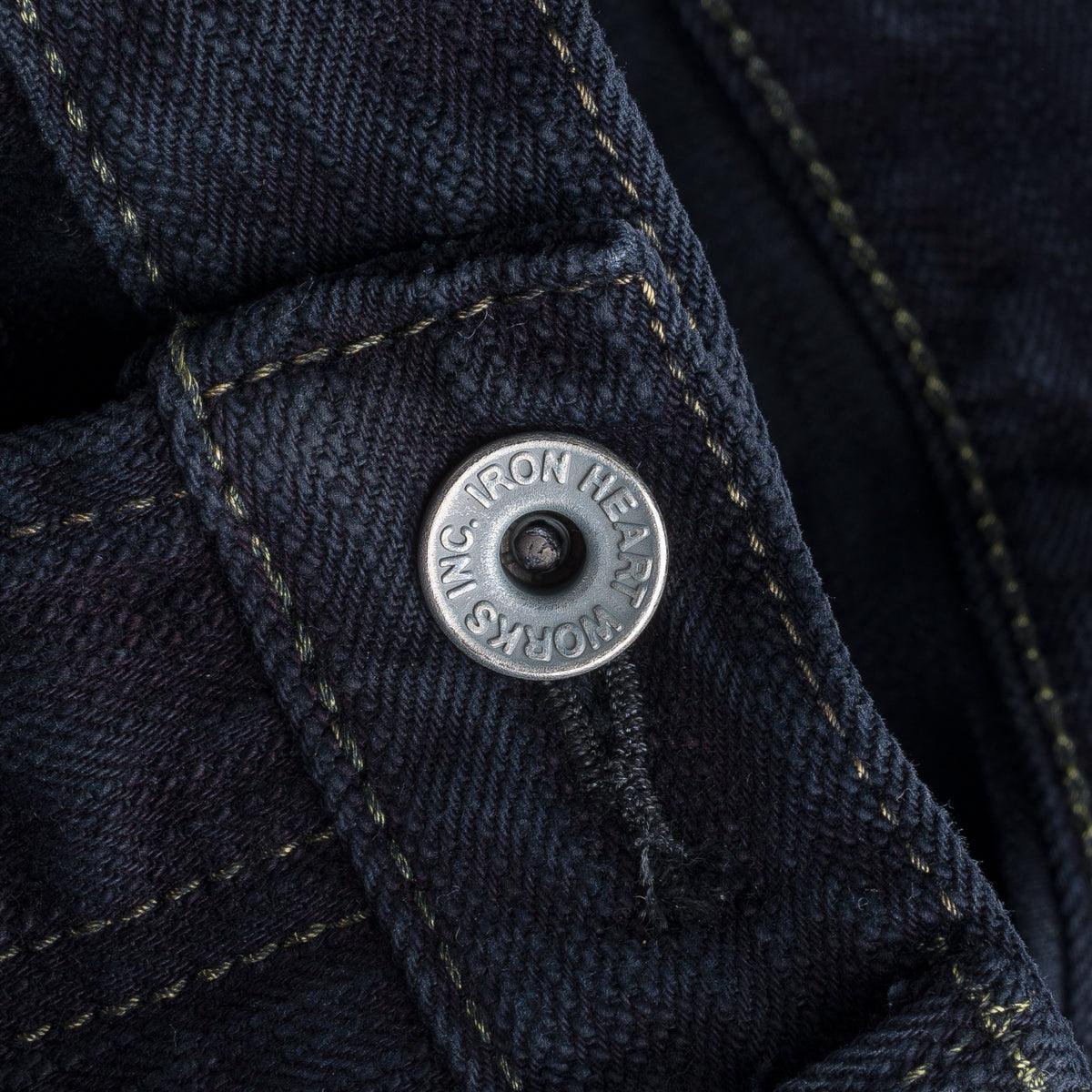 Iron Heart IH-888S-SLBod 16oz Slubby Selvedge Denim Relaxed Tapered Cut Jeans - Indigo Overdyed Black