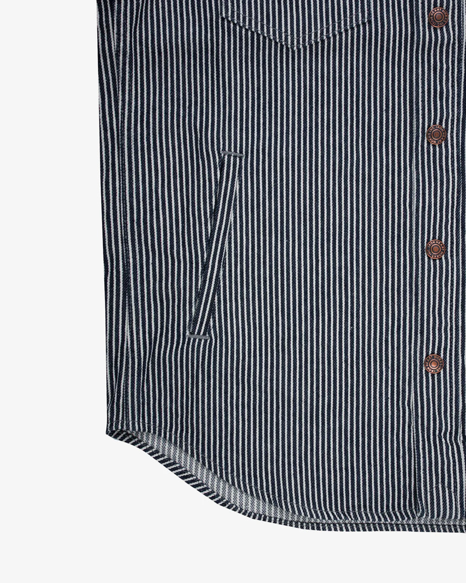 Iron Heart IHSH-421-IND 12oz Hickory Stripe CPO Shirt - Indigo