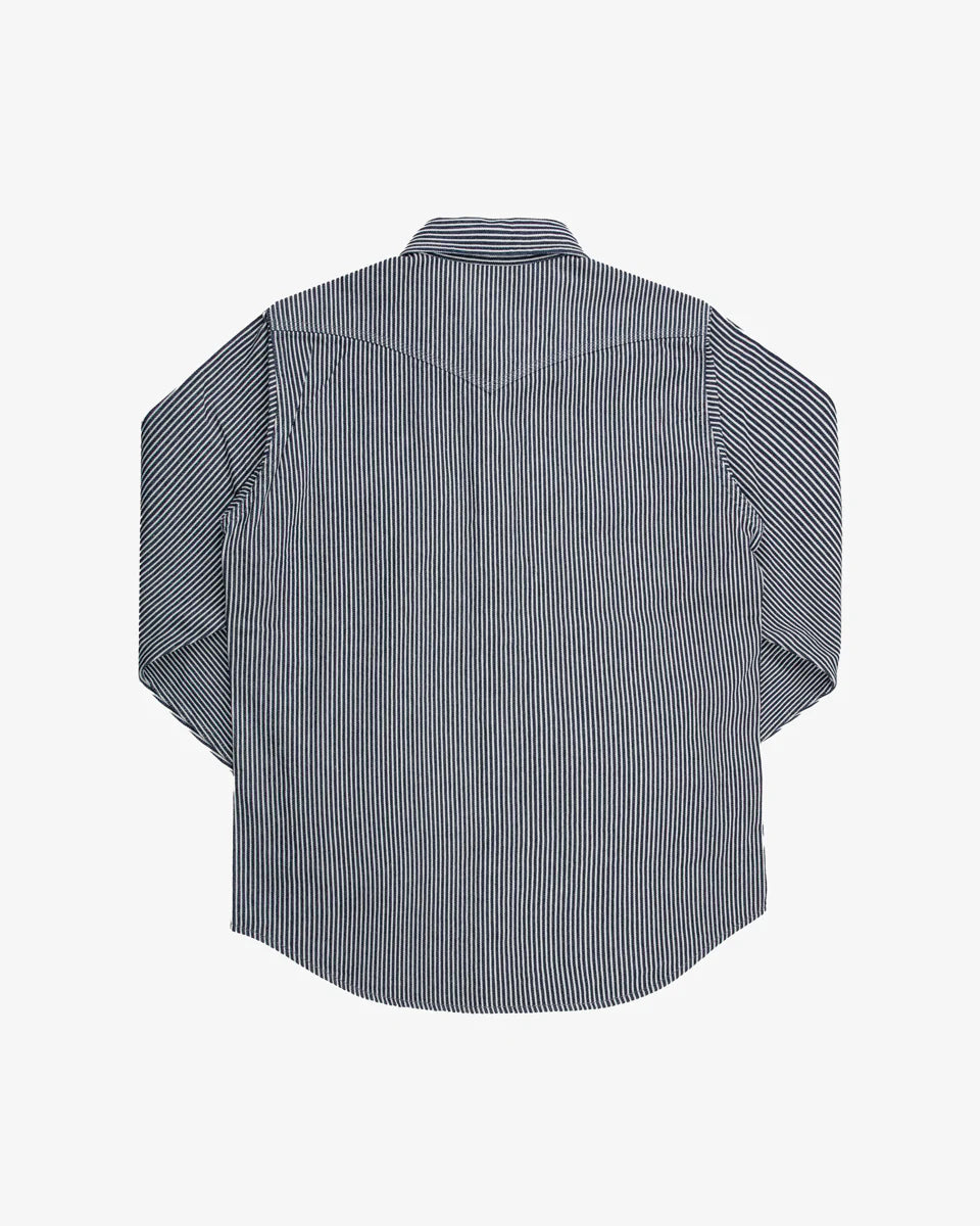 Iron Heart IHSH-421-IND 12oz Hickory Stripe CPO Shirt - Indigo