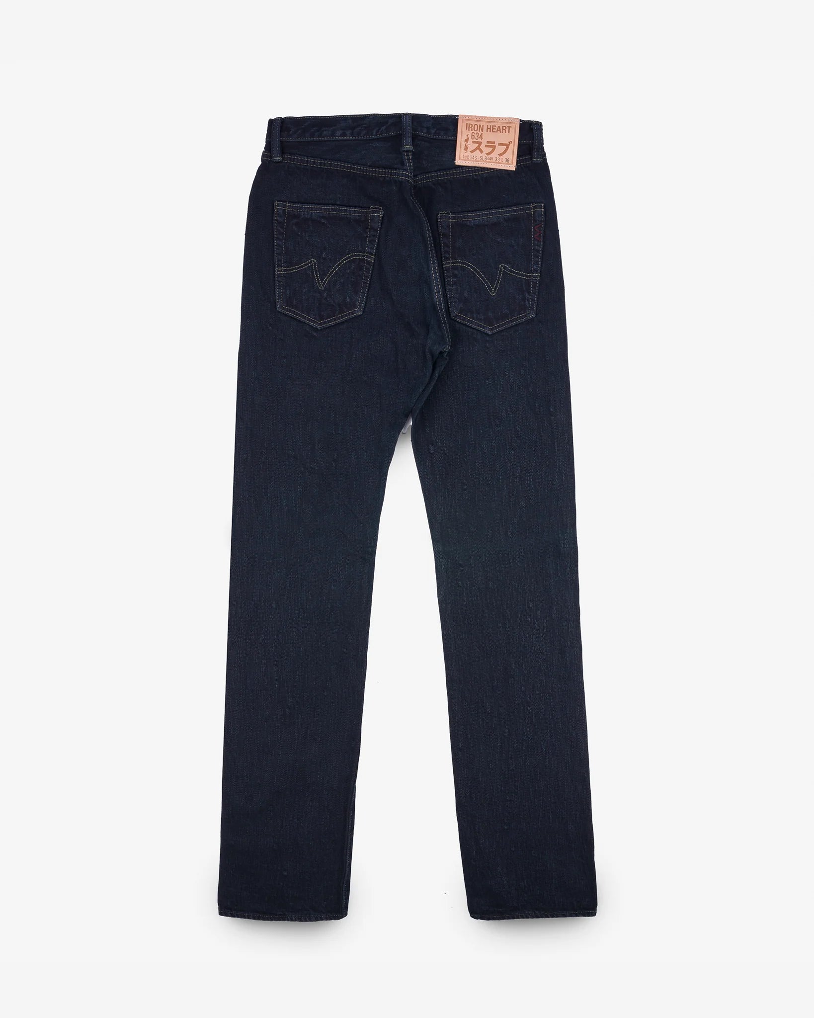 Iron Heart IH-634S-SLBod 16oz Slubby Selvedge Denim Straight Cut Jeans - Indigo Overdyed Black