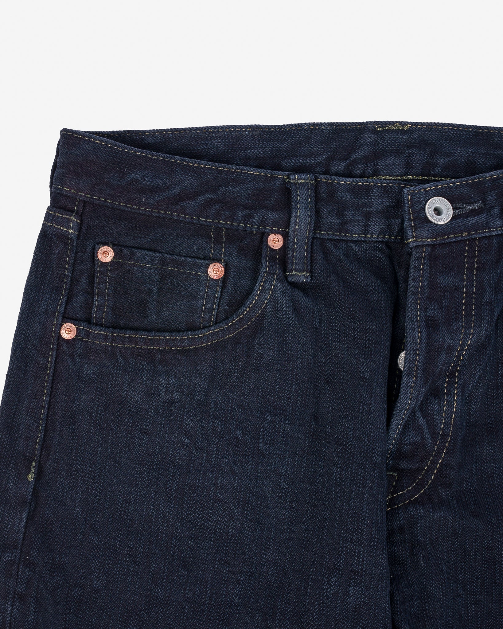 Iron Heart IH-634S-SLBod 16oz Slubby Selvedge Denim Straight Cut Jeans - Indigo Overdyed Black