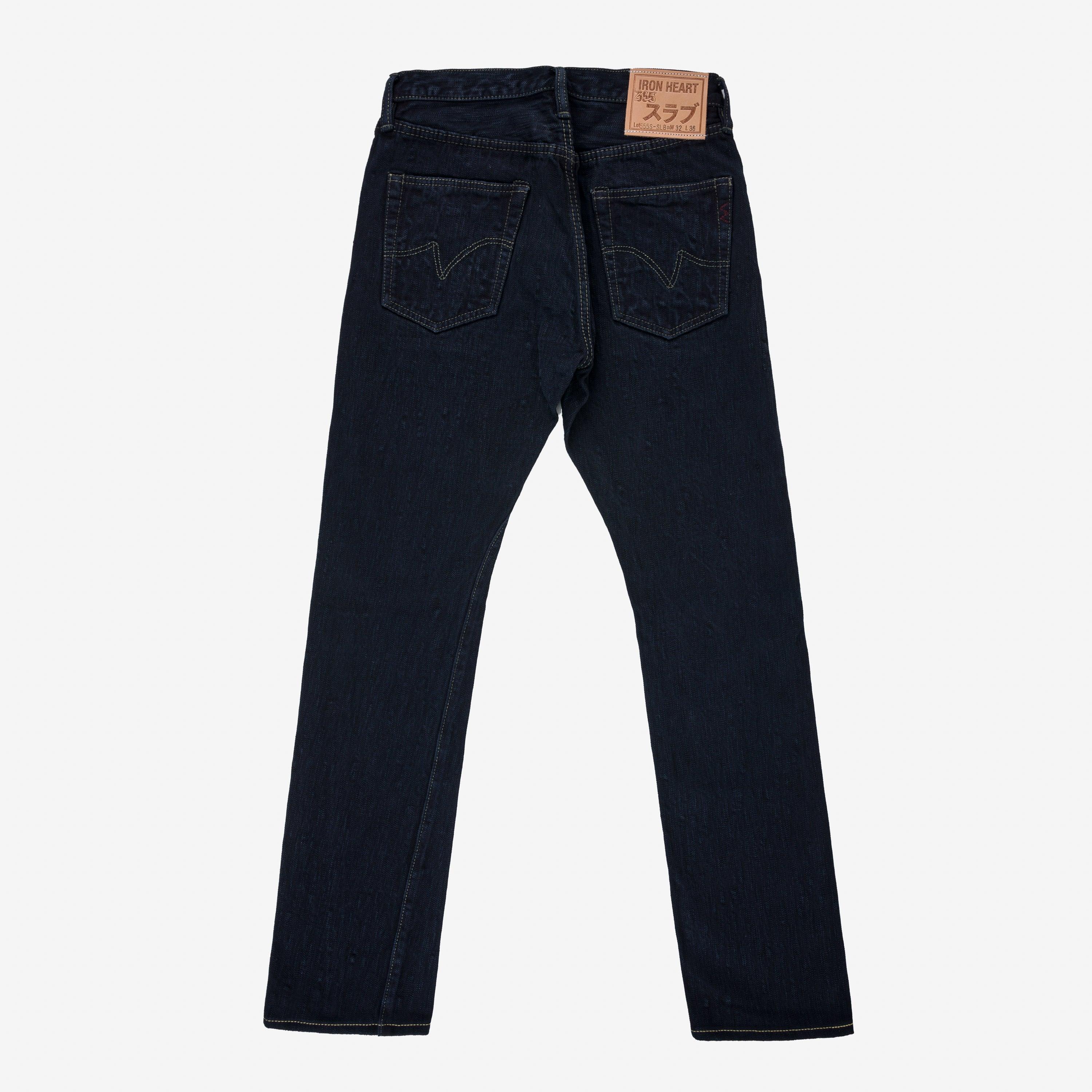 Iron Heart IH-555S-SLBod 16oz Slubby Selvedge Denim Super Slim Cut Jeans - Indigo Overdyed Black