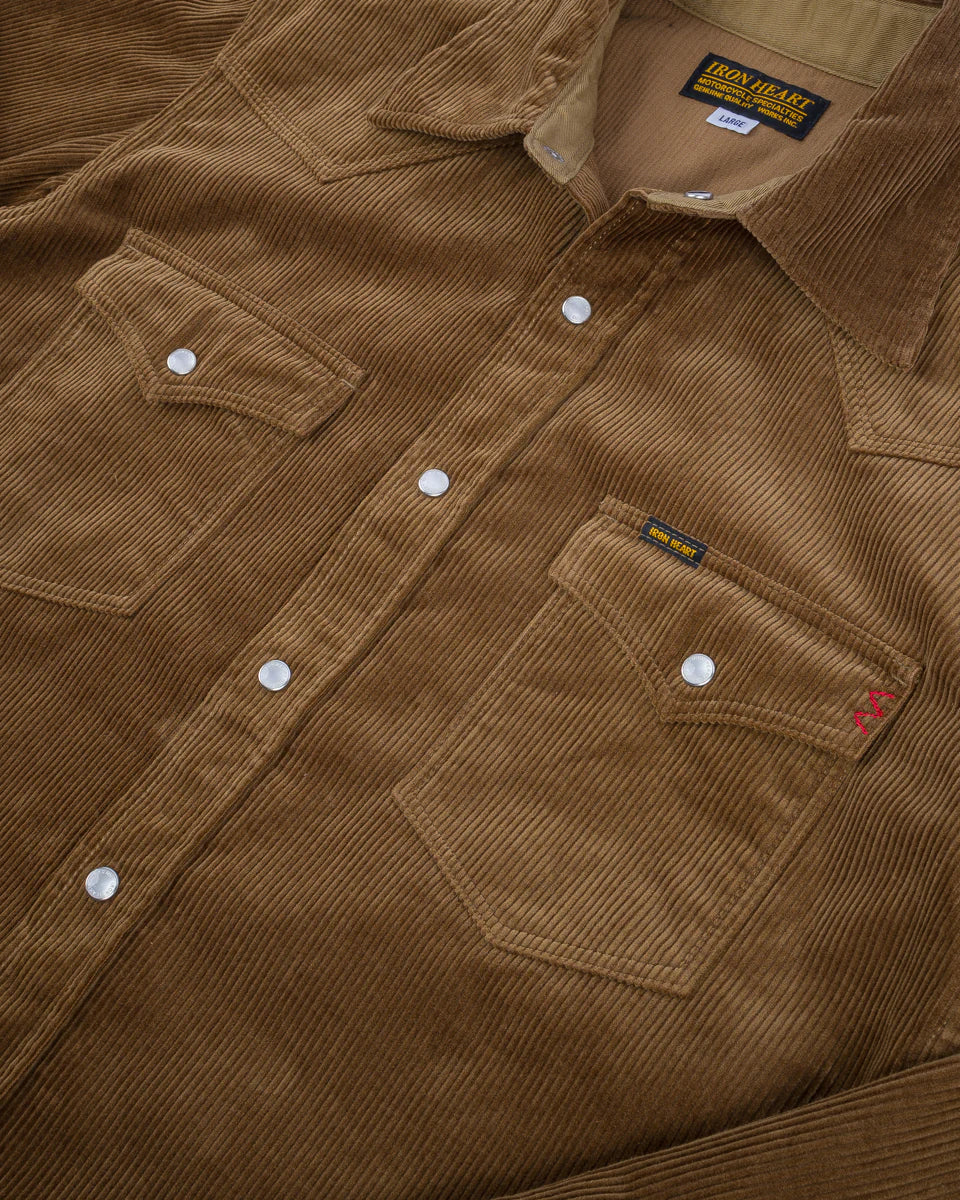Iron Heart IHSH-398-CAM 11oz Corduroy Western Shirt - Camel