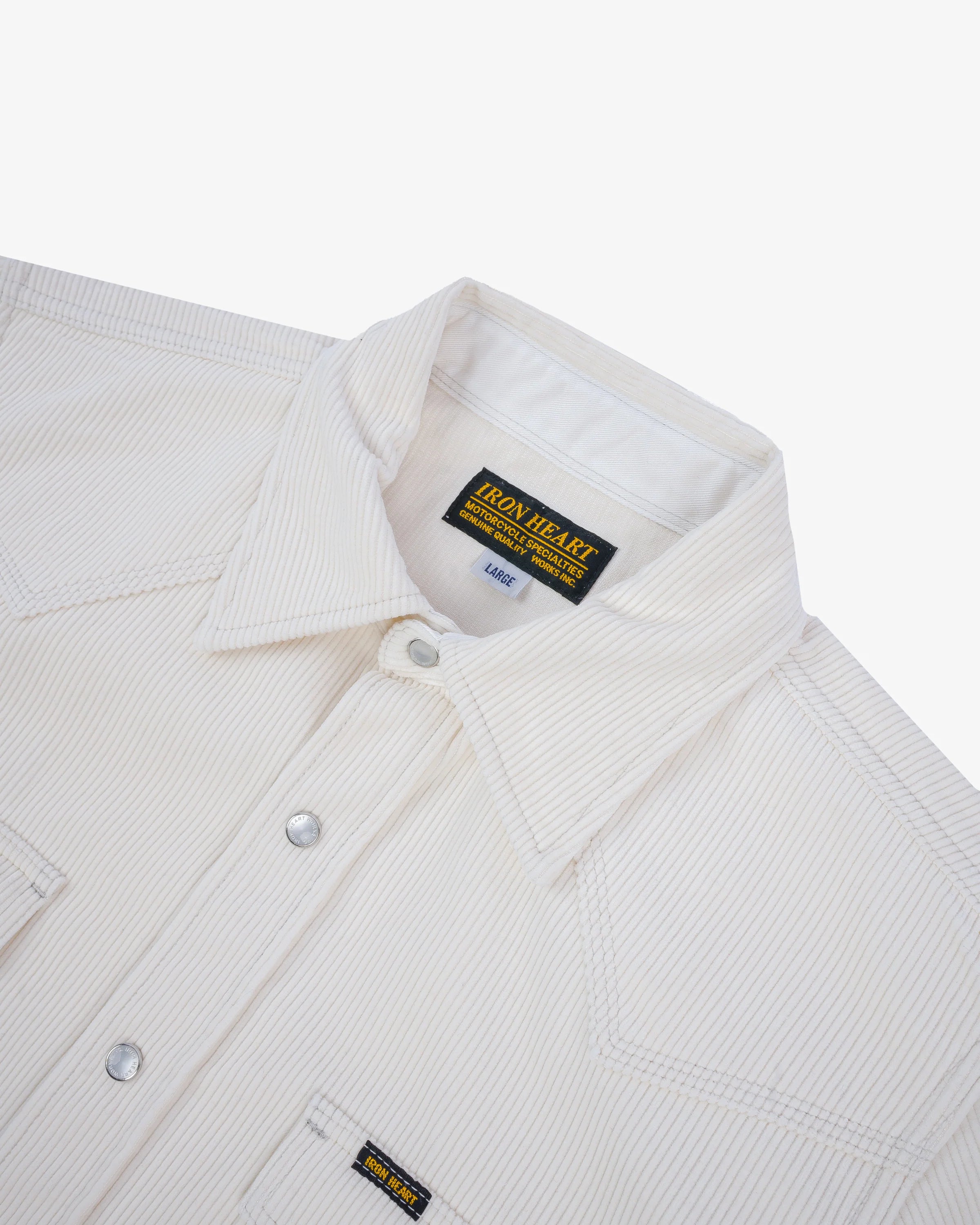 Iron Heart IHSH-398-WHT 11oz Corduroy Western Shirt - Off White