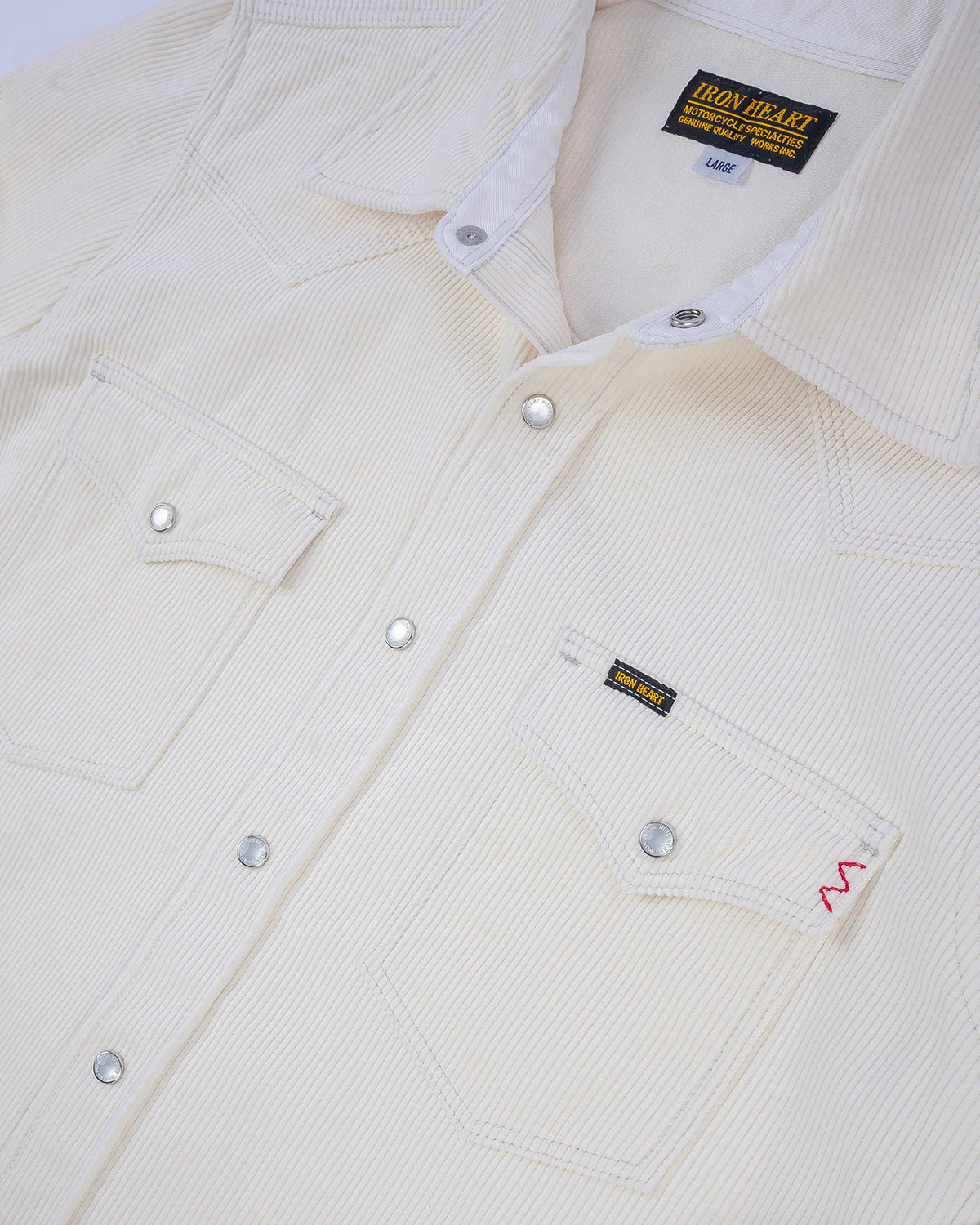 Iron Heart IHSH-398-WHT 11oz Corduroy Western Shirt - Off White