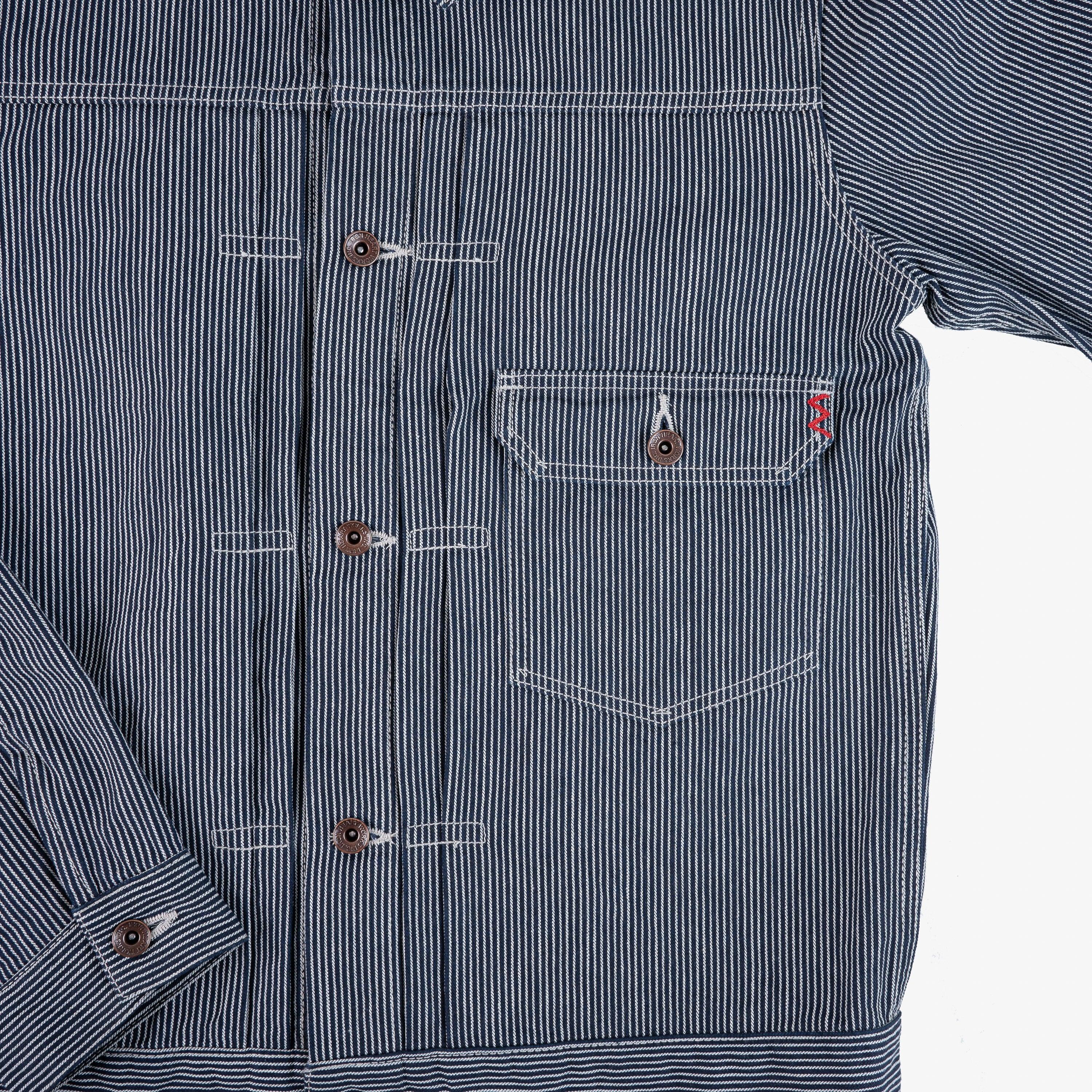 Iron Heart IHJ-141-IND 10.5oz Narrow Stripe Hickory Type 1 Jacket - Indigo