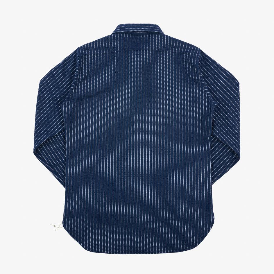 Iron Heart IHSH-402-NAV 12oz Ultra Heavy Flannel Chalk Stripe Work Shirt - Navy