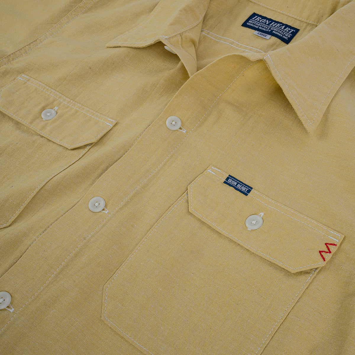 Iron Heart IHSH-388-YEL 4oz Selvedge Short Sleeved Summer Shirt - Yellow