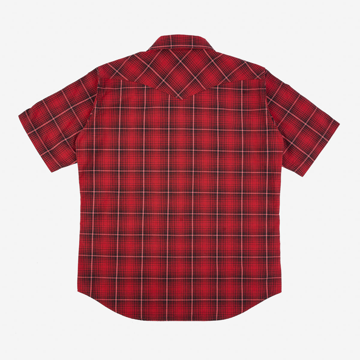 Iron Heart IHSH-386-RED 5oz Selvedge Short Sleeved Western Shirt - Red Vintage Check
