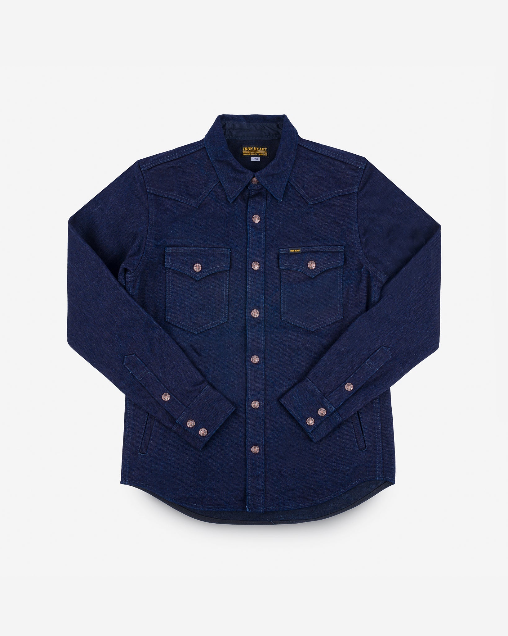 Iron Heart IHSH-409-IB 19oz Selvedge Denim CPO Shirt - Indigo/Black