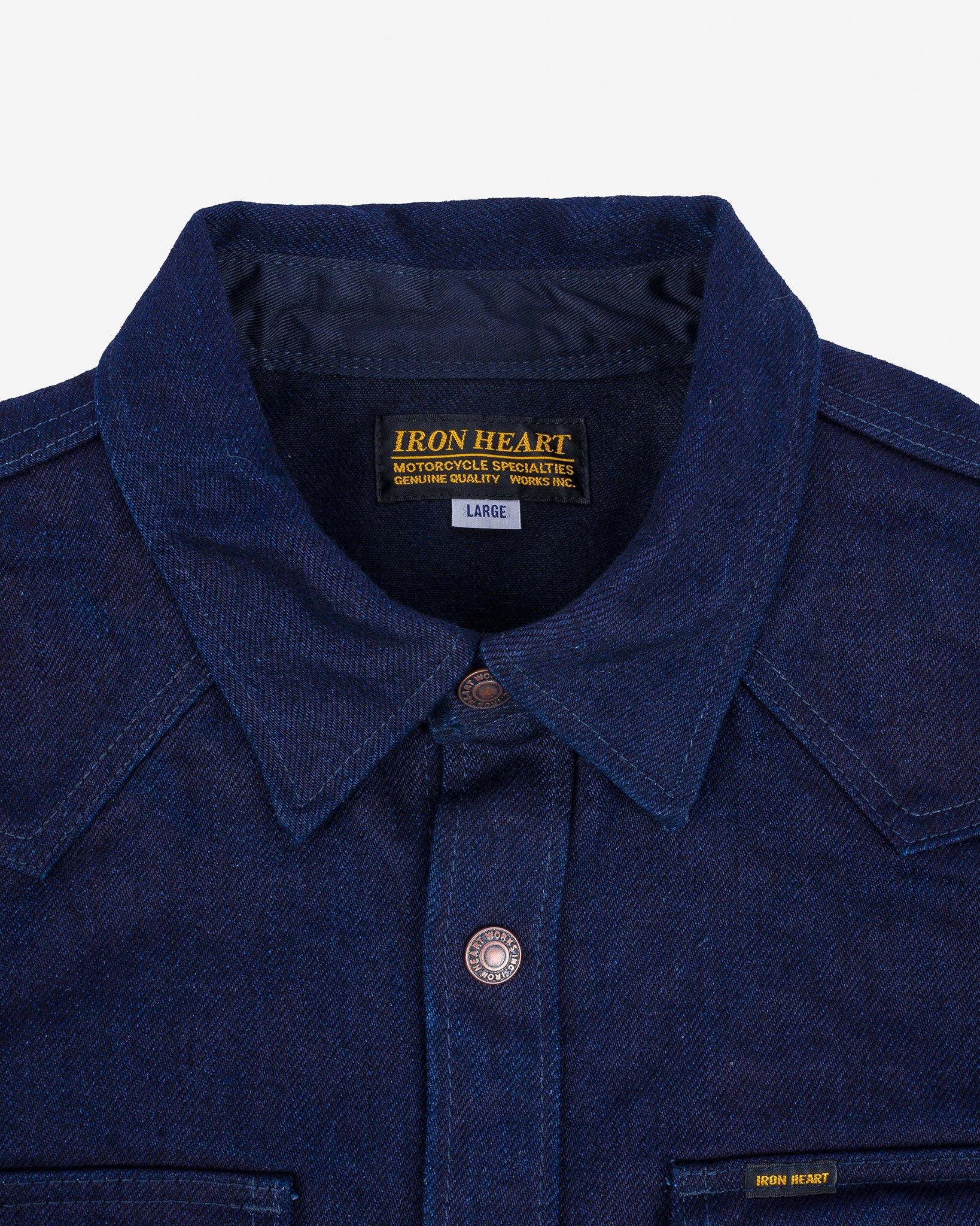 Iron Heart IHSH-409-IB 19oz Selvedge Denim CPO Shirt - Indigo/Black